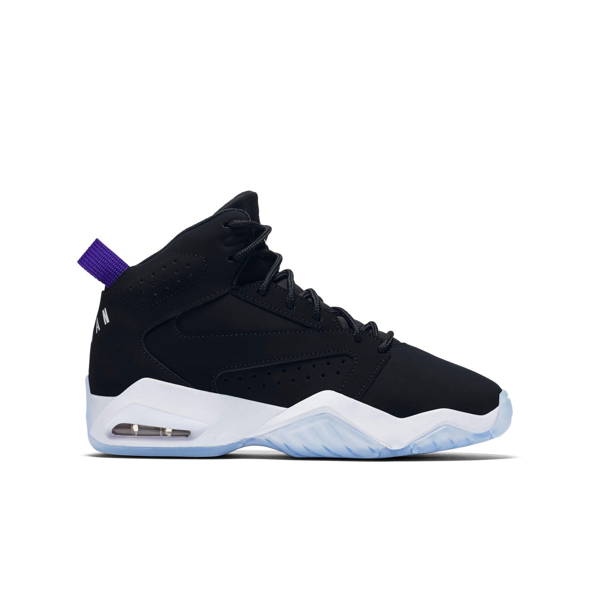 purple white and black jordans