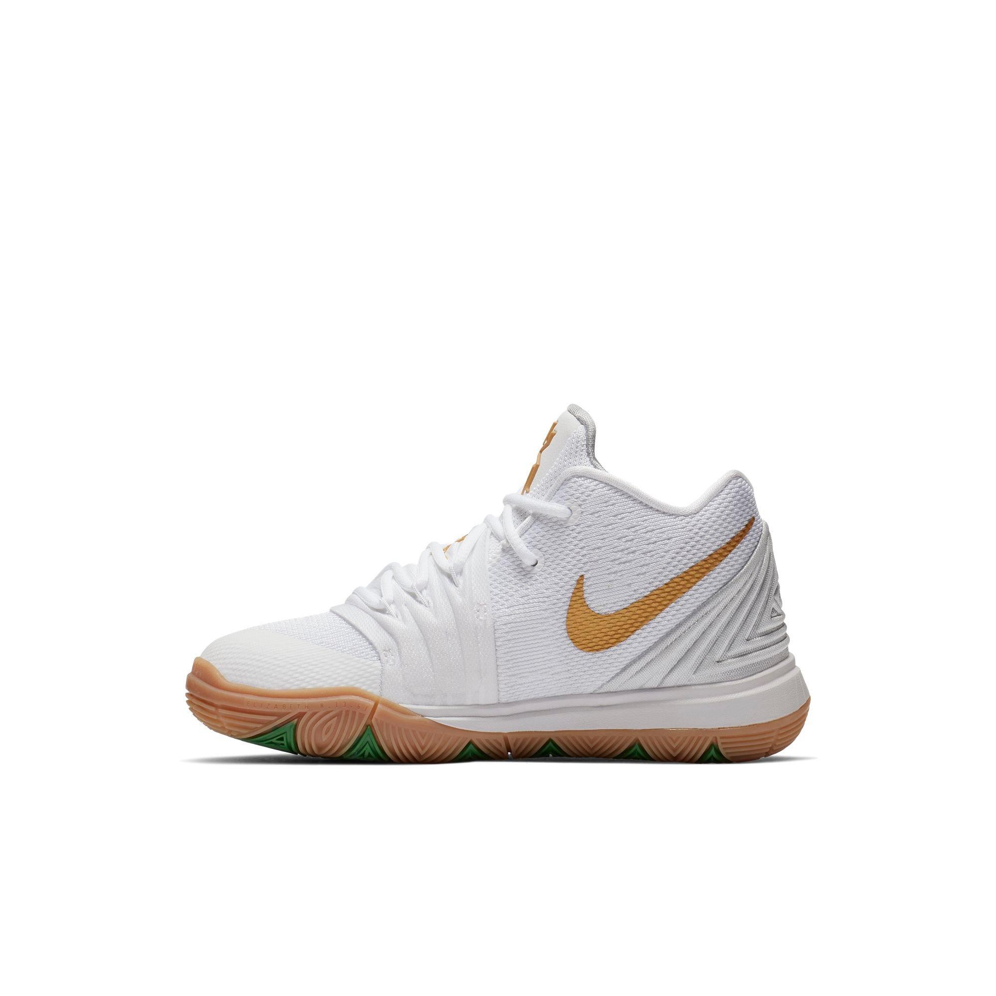 white and gold kyrie 5
