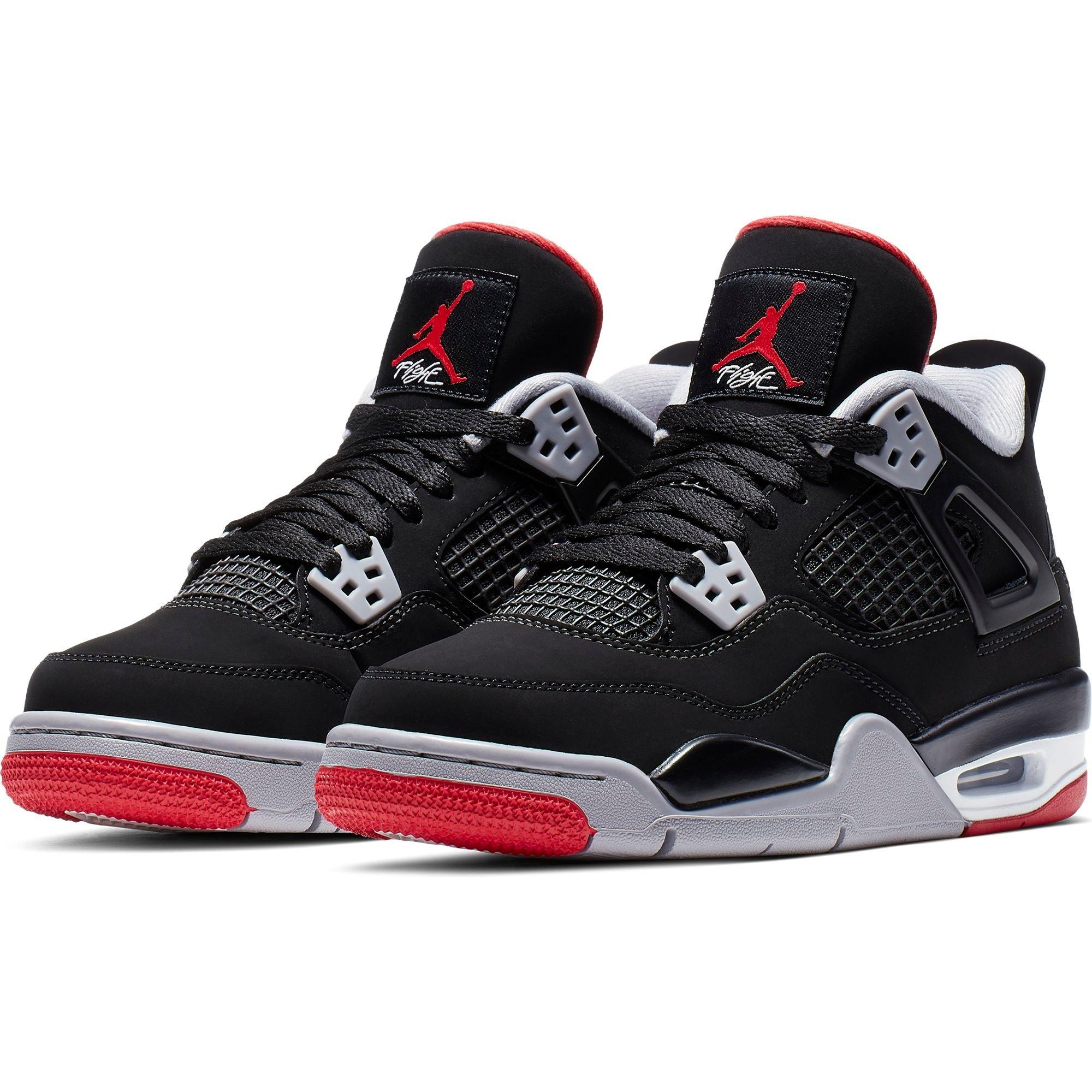 black grey and red jordan 4