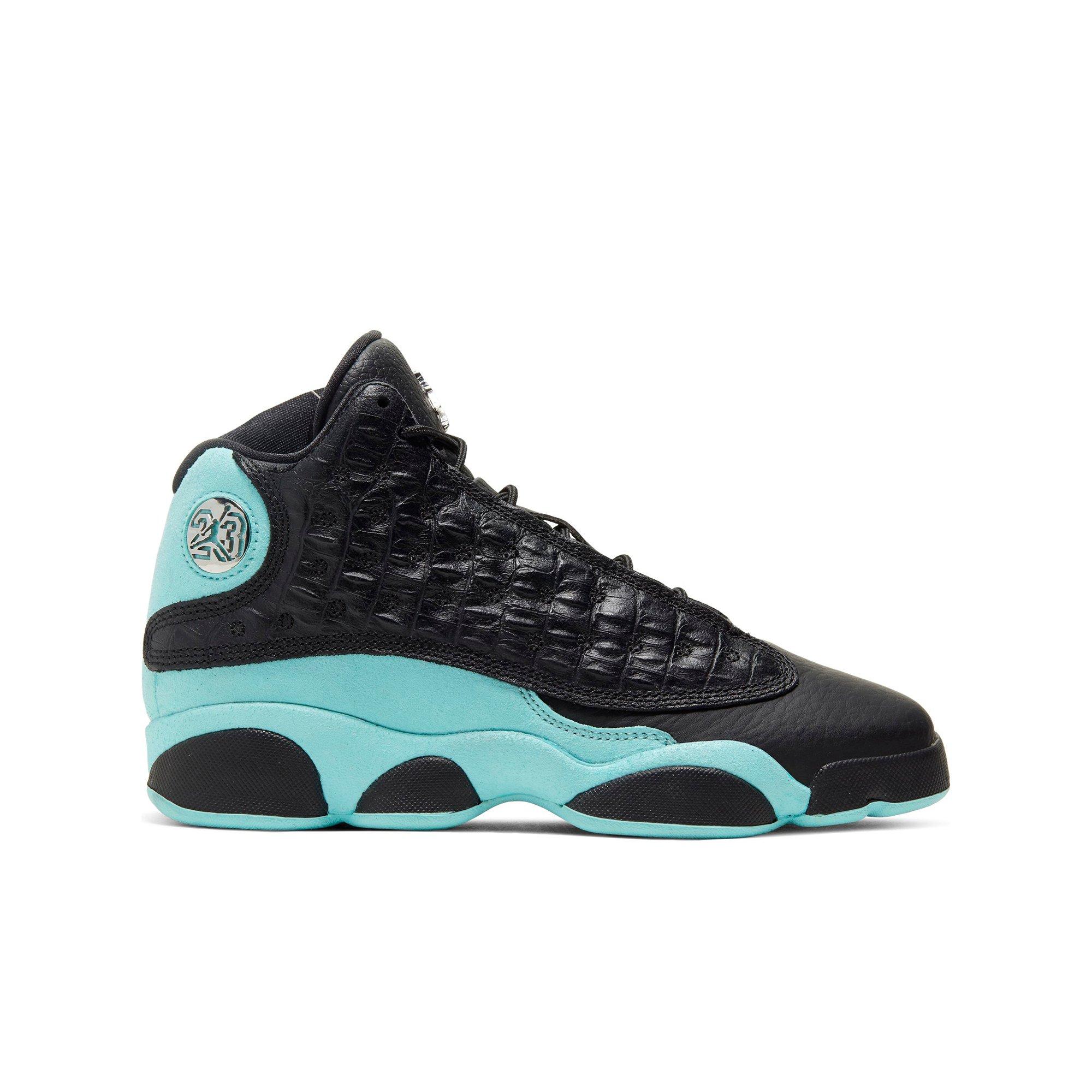 black and teal jordan 13