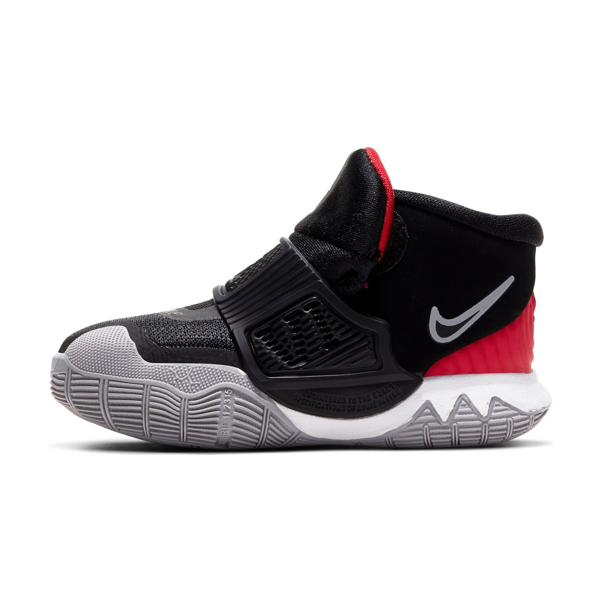 Nike Kyrie 6 "Black/University Red" Toddler Kids' Basketball Shoe - BLACK/WHITE/RED Thumbnail View 7