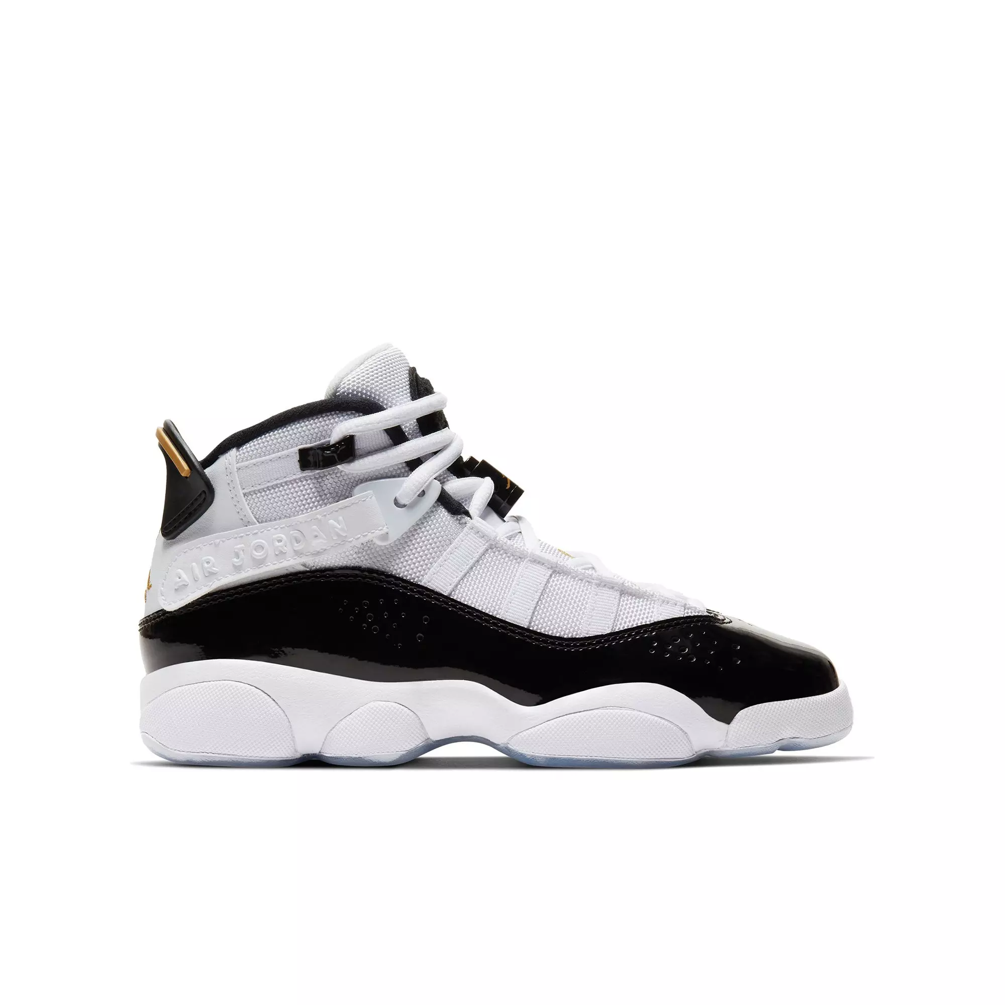 Jordan 6 Rings "DMP" Grade School Boys' Shoe - WHITE/BLACK/GOLD