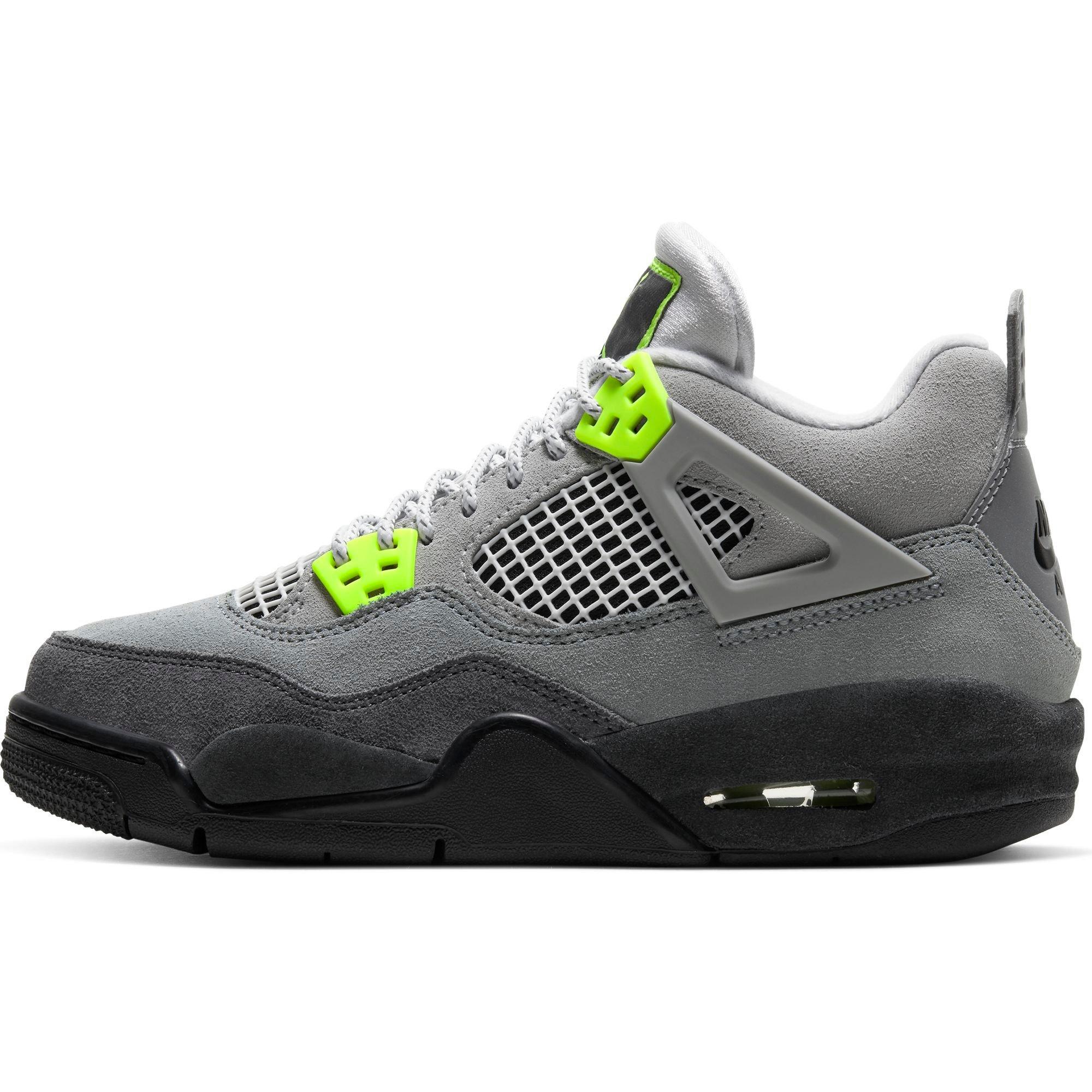 Jordan 4 Retro SE Cool Grey/Volt Grade School Kids' Shoe - Hibbett