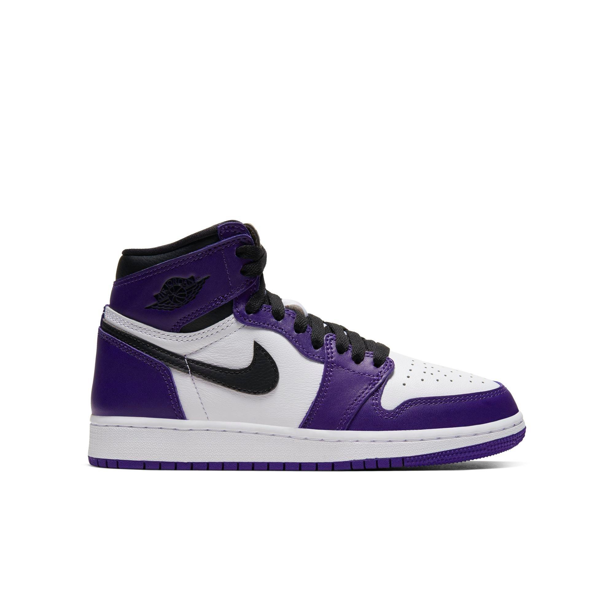 purple and white jordans kids