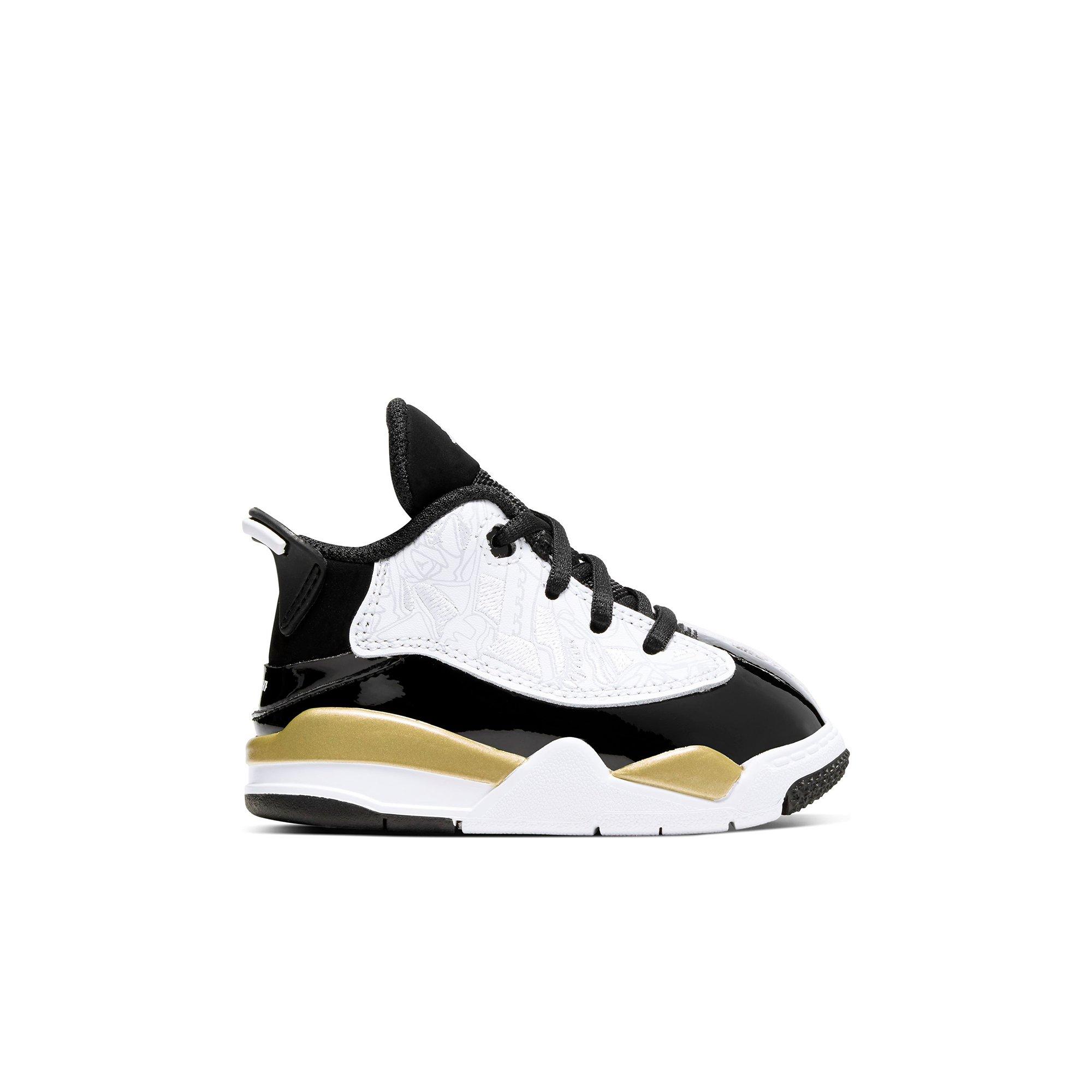 black and yellow infant jordans