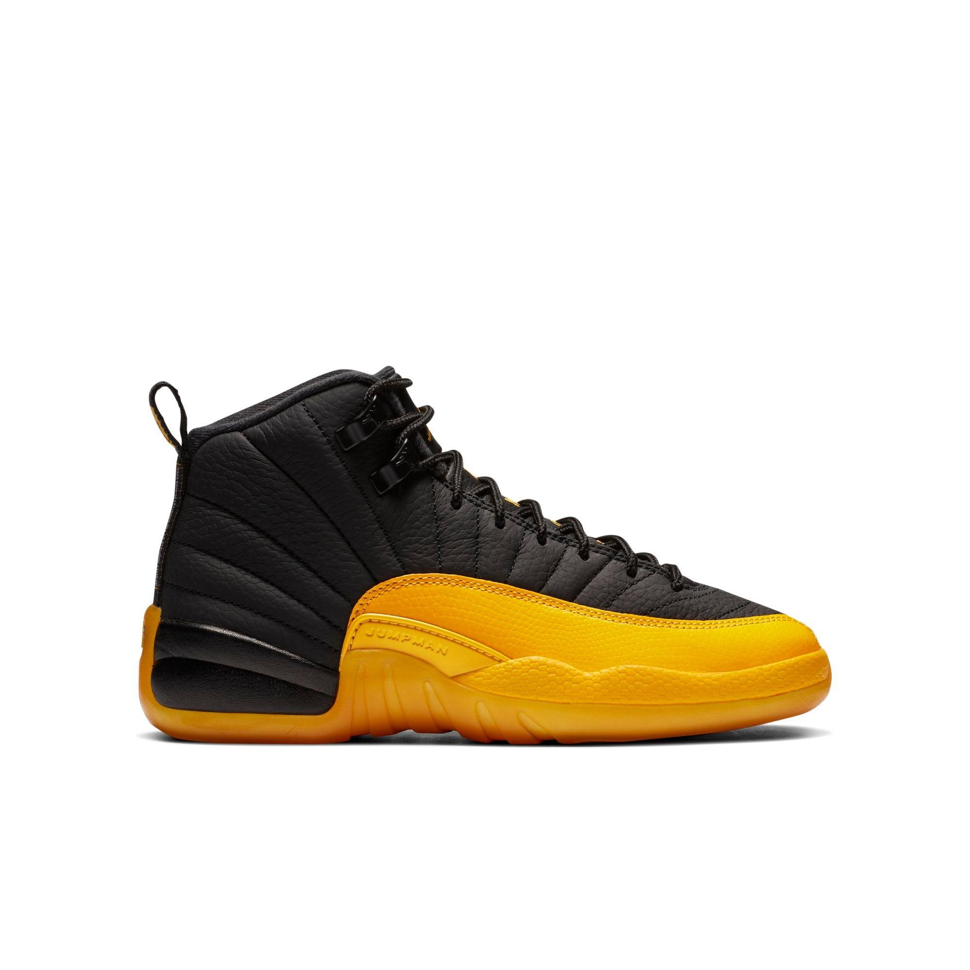 jordan 12 yellow and black grade school