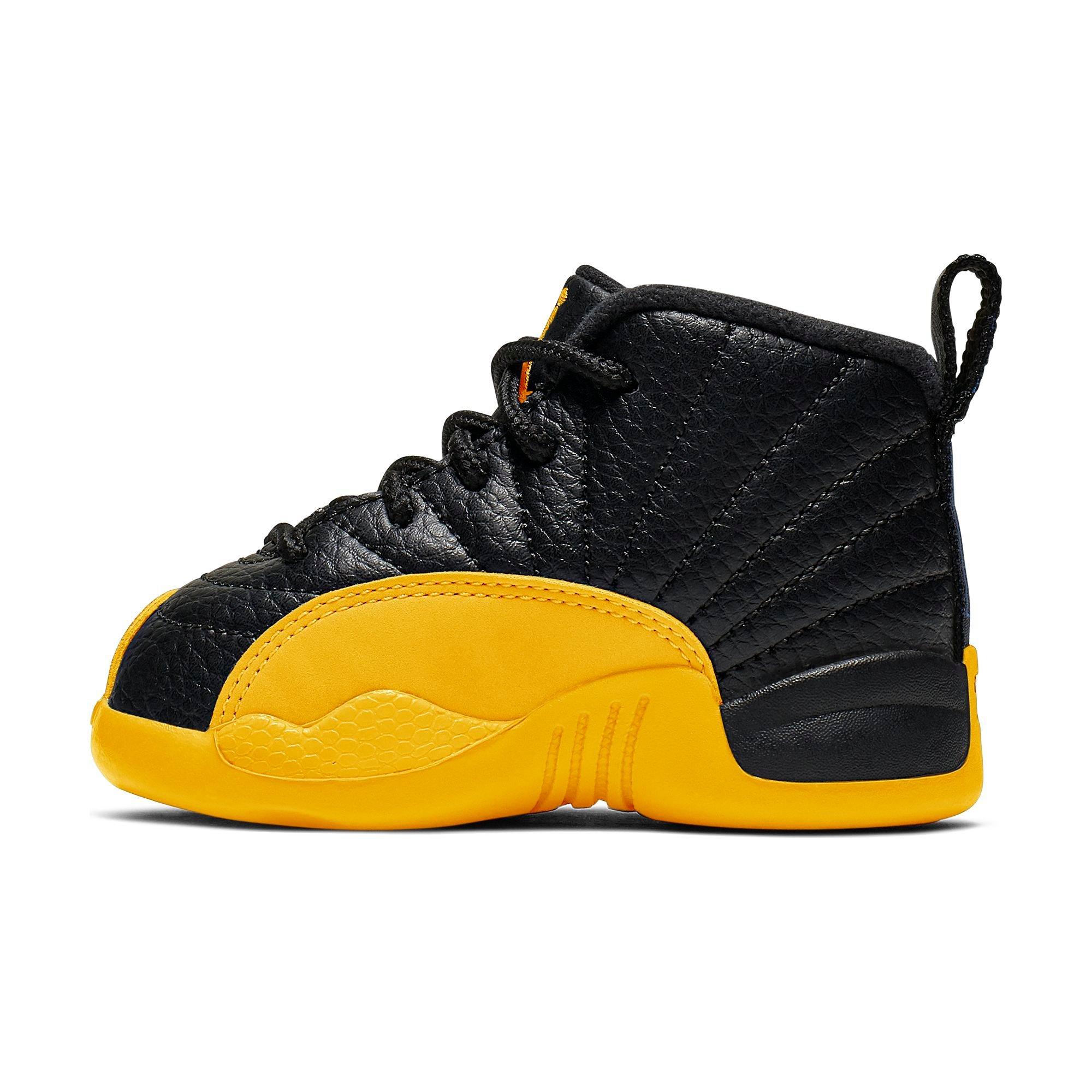 black and yellow baby jordans