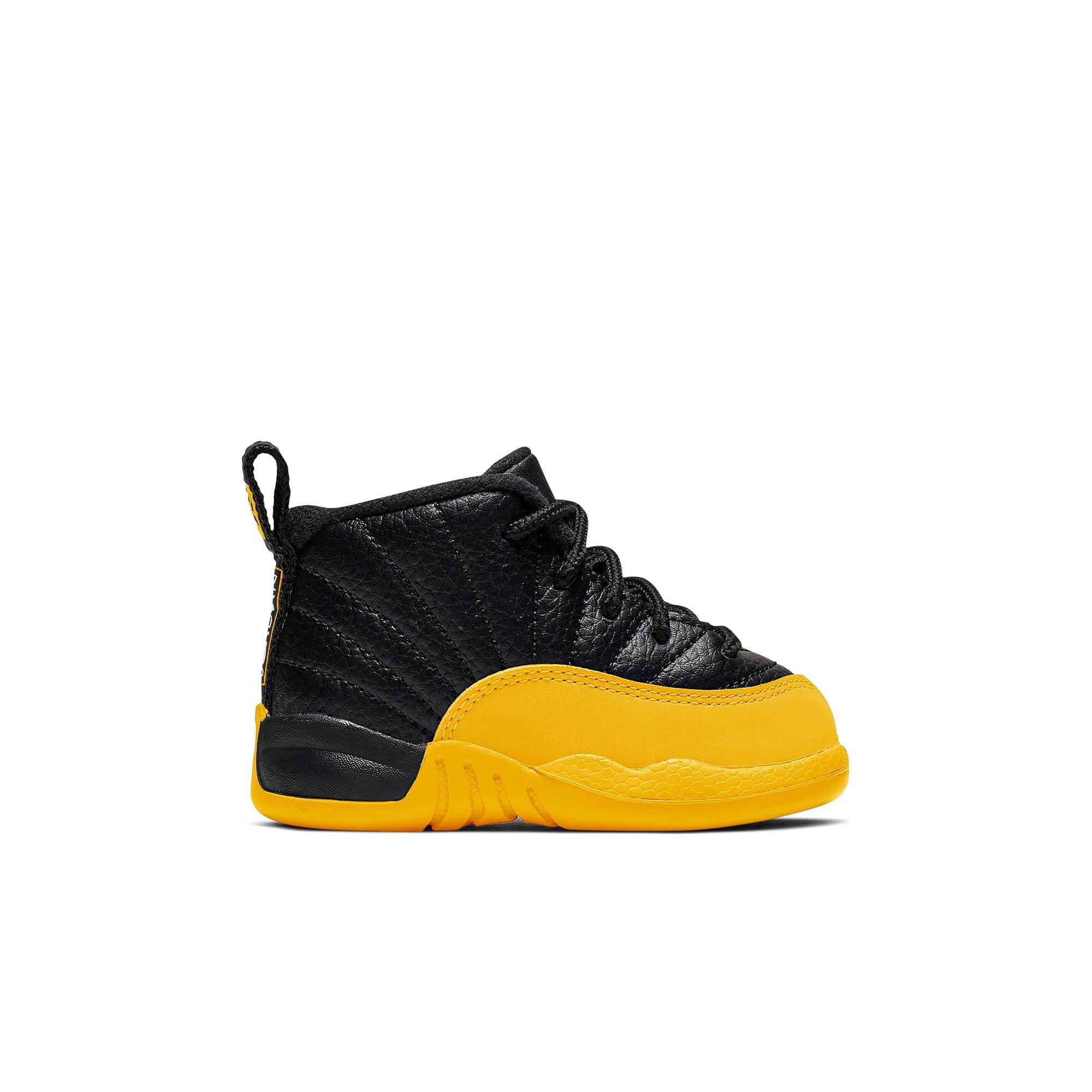 black and yellow jordan 12 kids