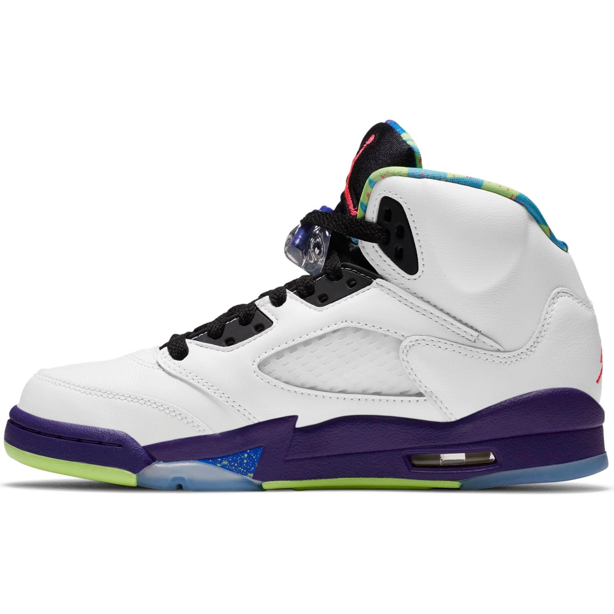 jordan retro 5 white ghost green court purple