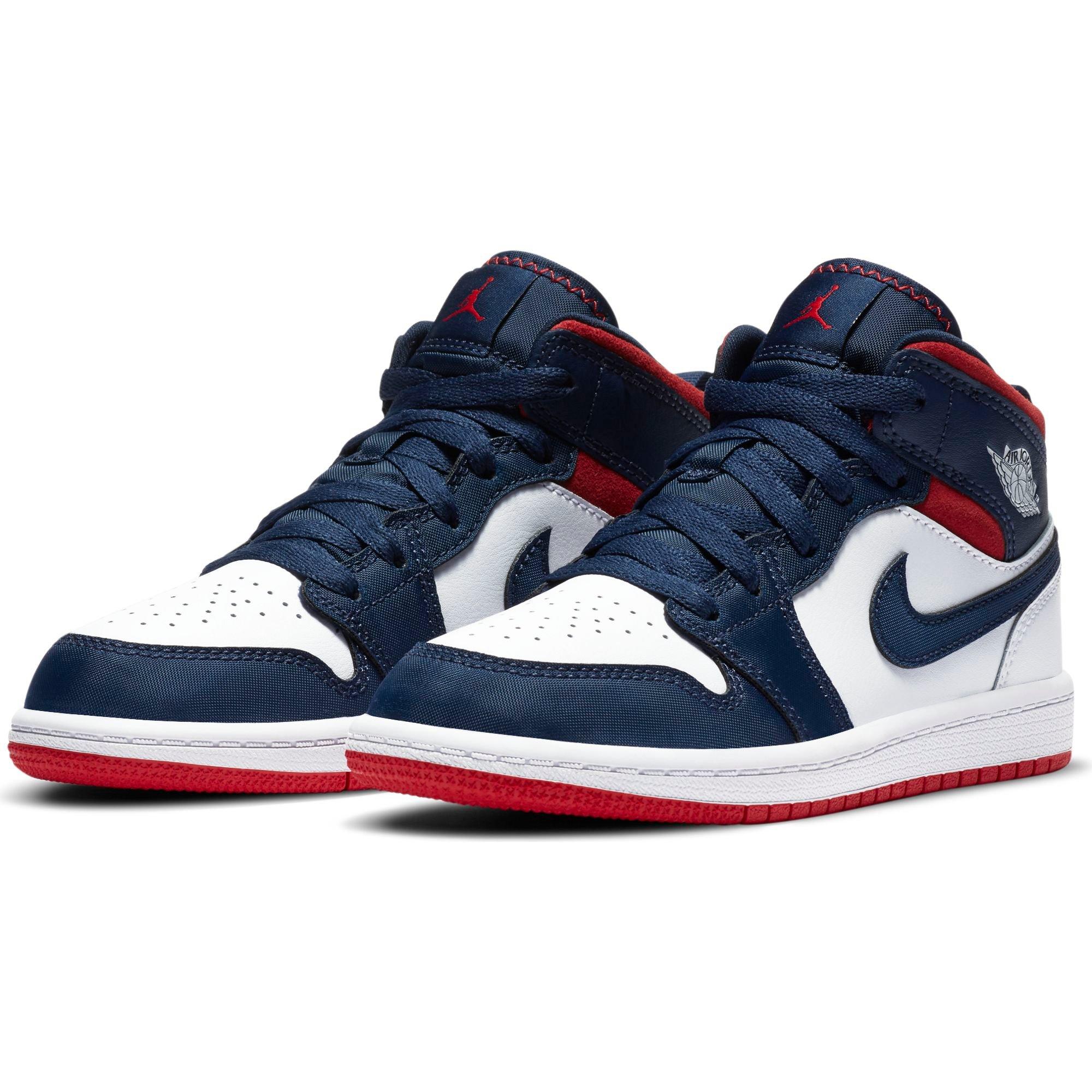 navy red and white jordan 1