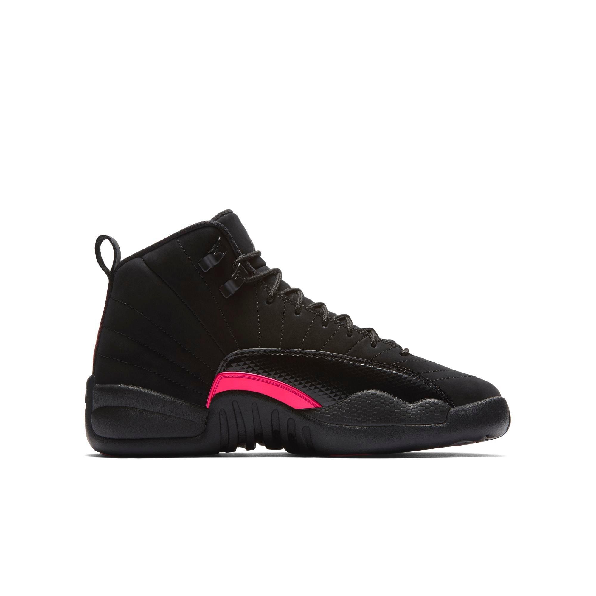 pink and black jordans 12