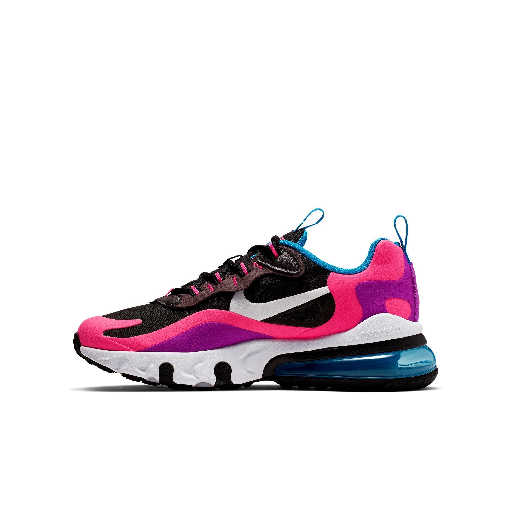 Nike Air Max 270 React Black White Hyper Pink Grade School Girls Shoe Hibbett City Gear