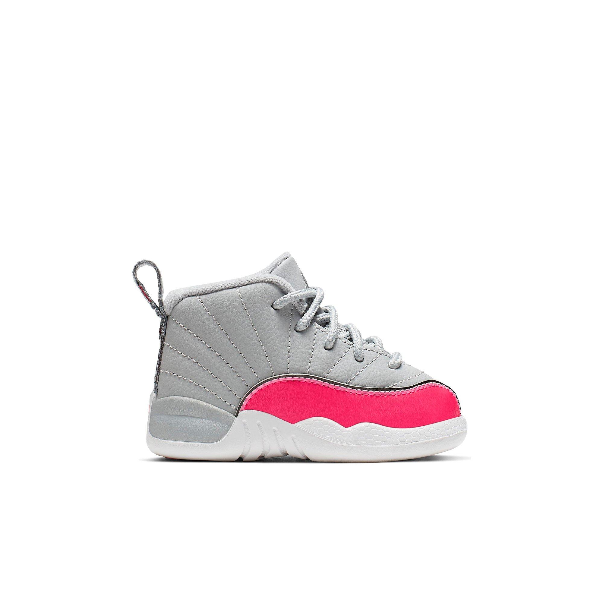 gray and pink jordan 12