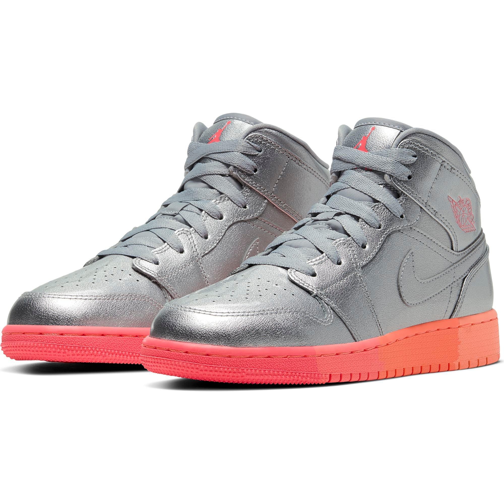 silver and pink jordans