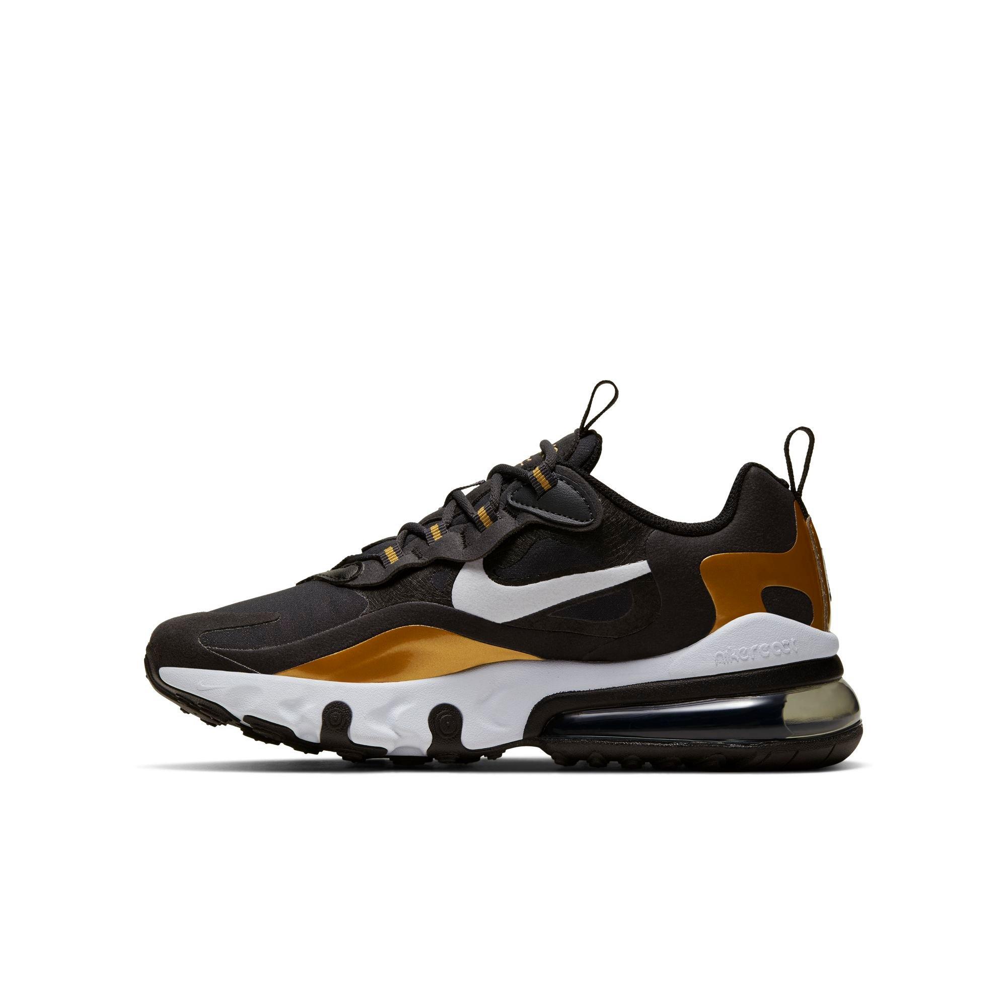 Nike Air Max 270 React Black Gold Grade School Kids Shoe Hibbett City Gear