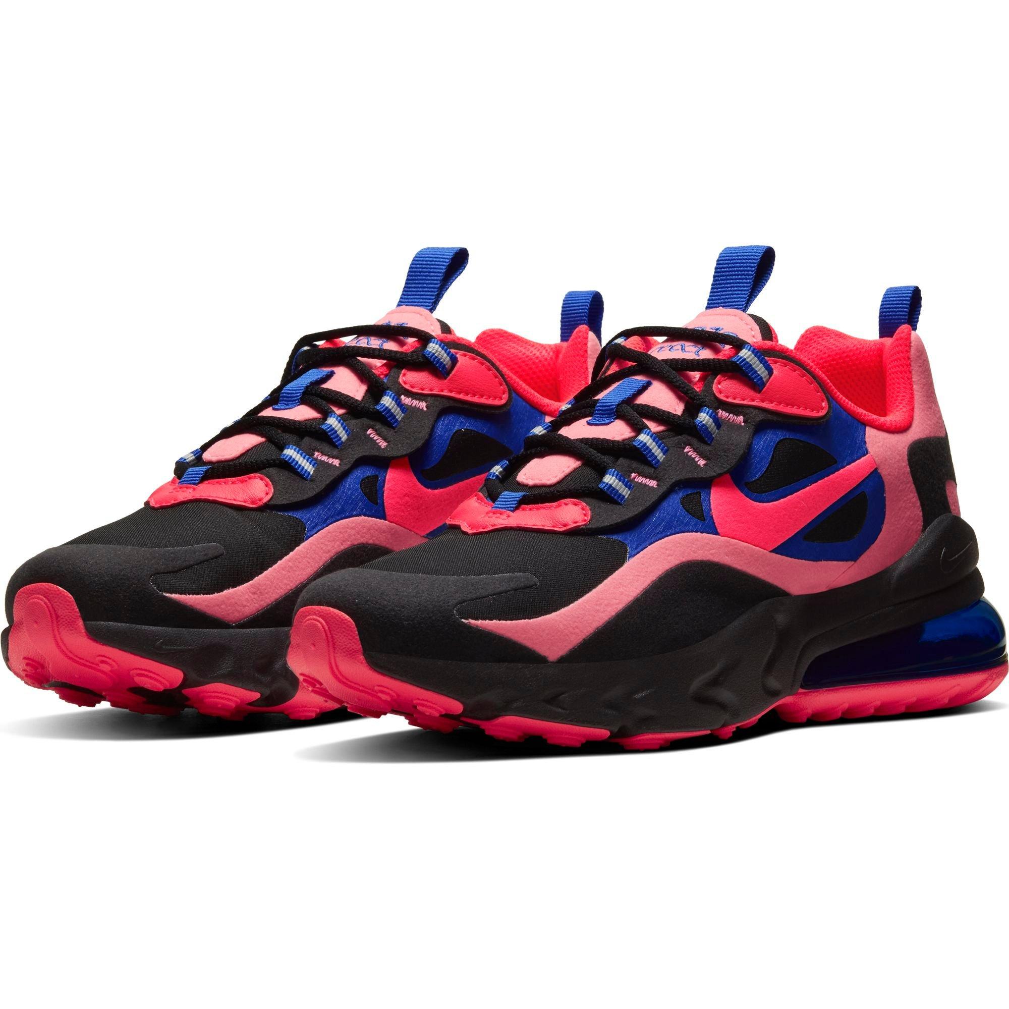 Nike Air Max 270 React Black Flash Crimson Racer Blue Grade School Girls Shoe Hibbett City Gear