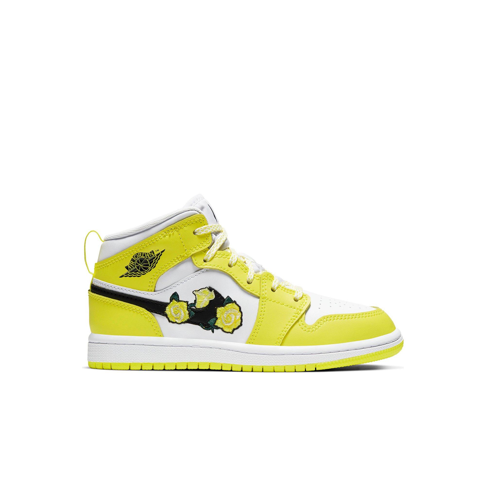 black and yellow infant jordans