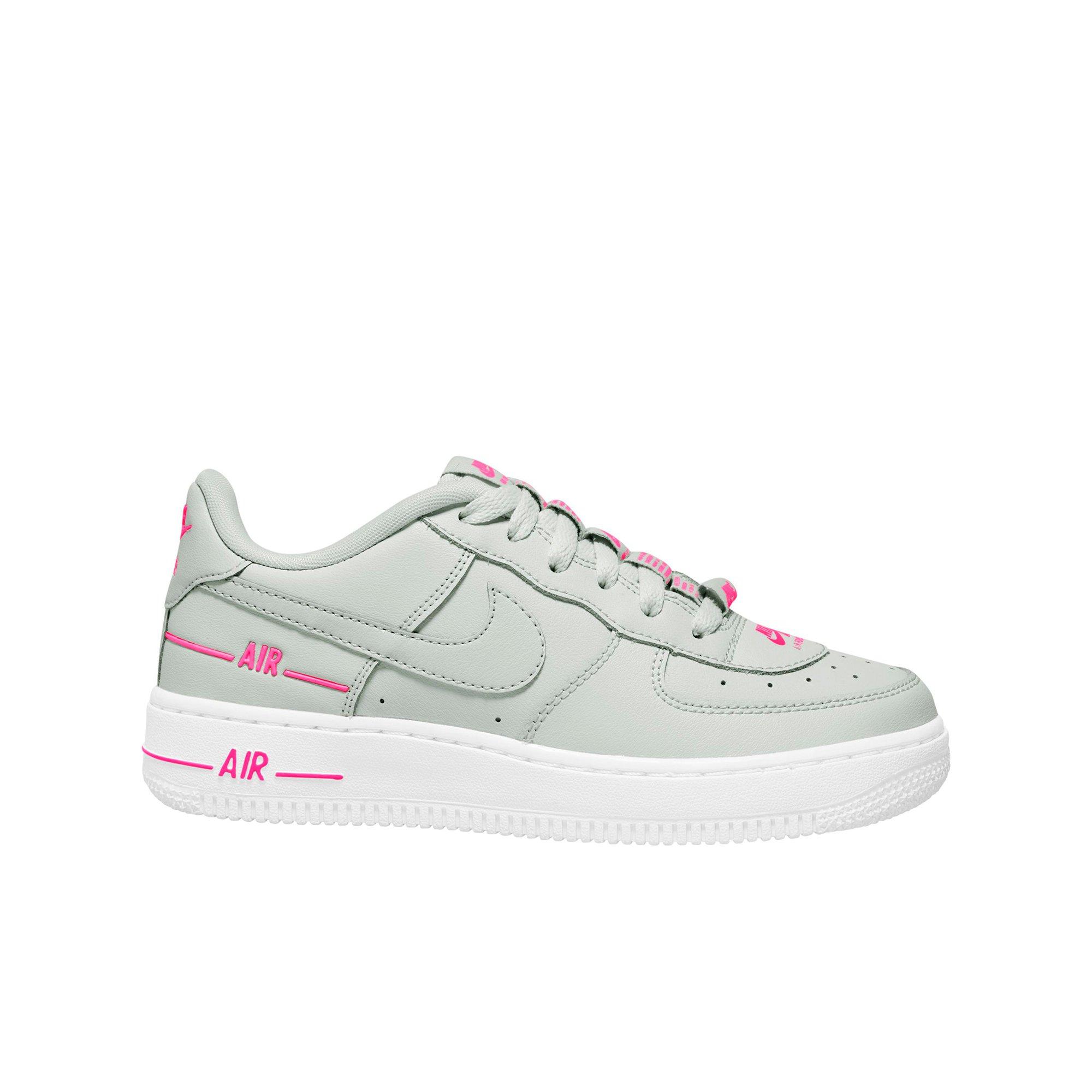 gray and pink air force ones