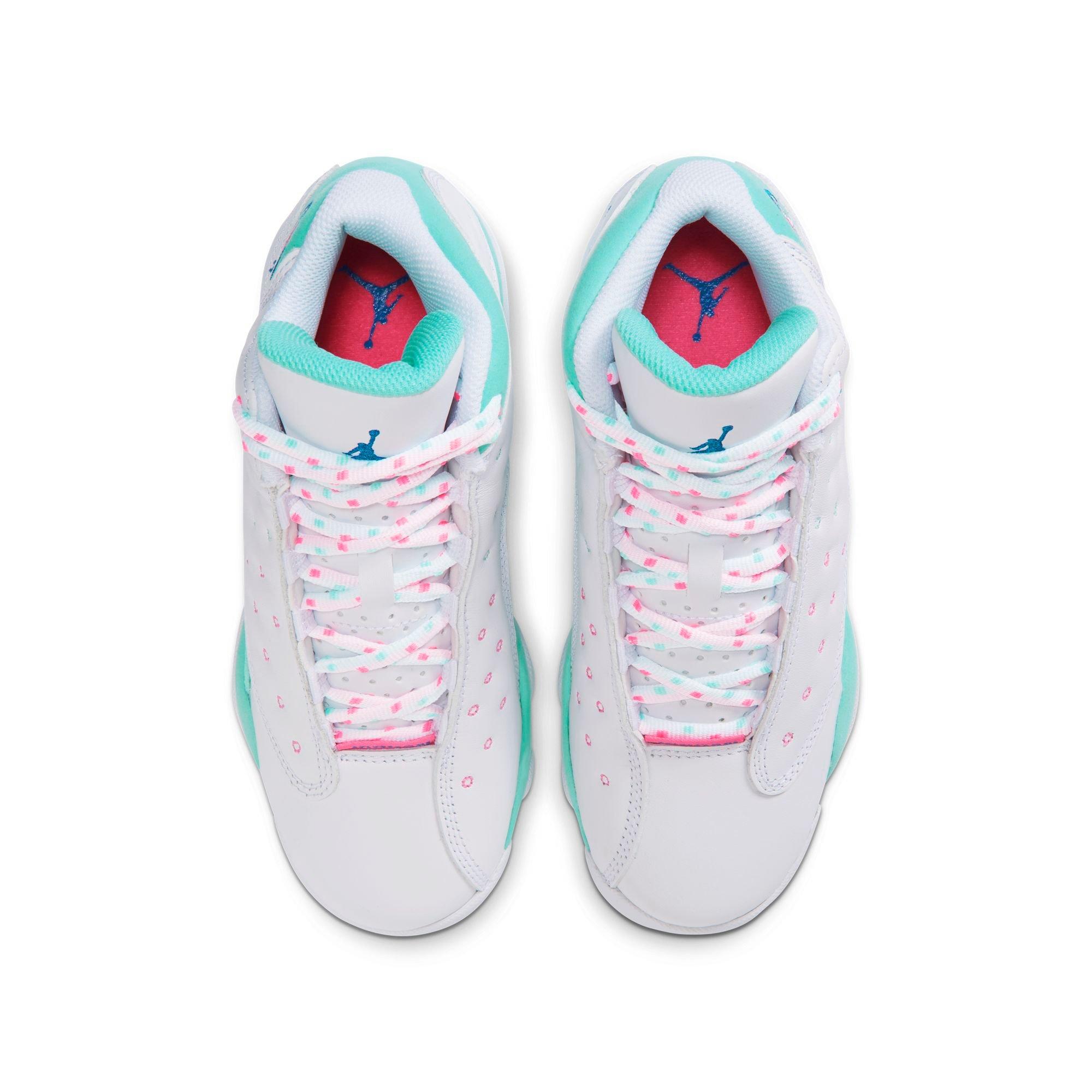 jordan 13 retro white soar green pink womens