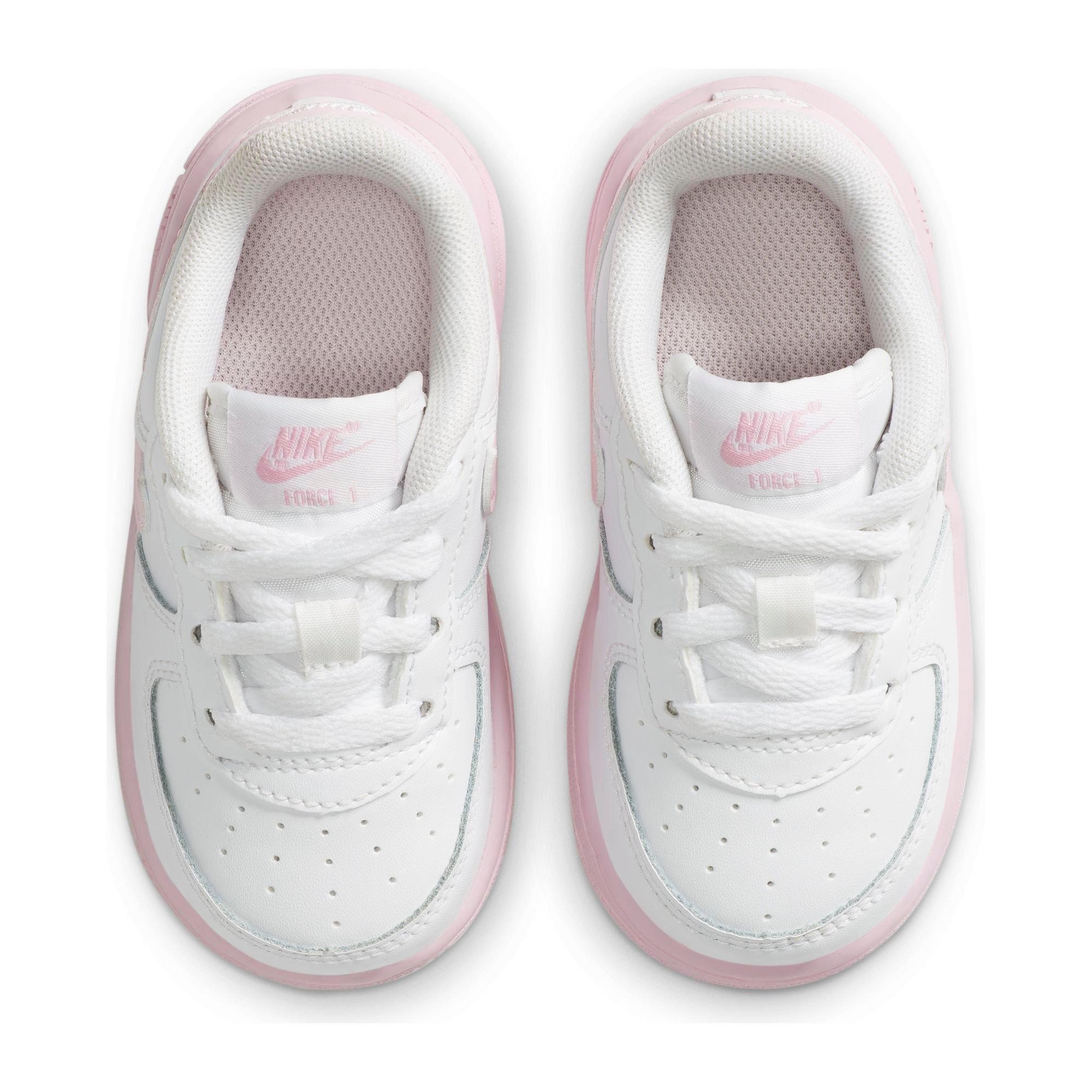 infant white and pink air force 1