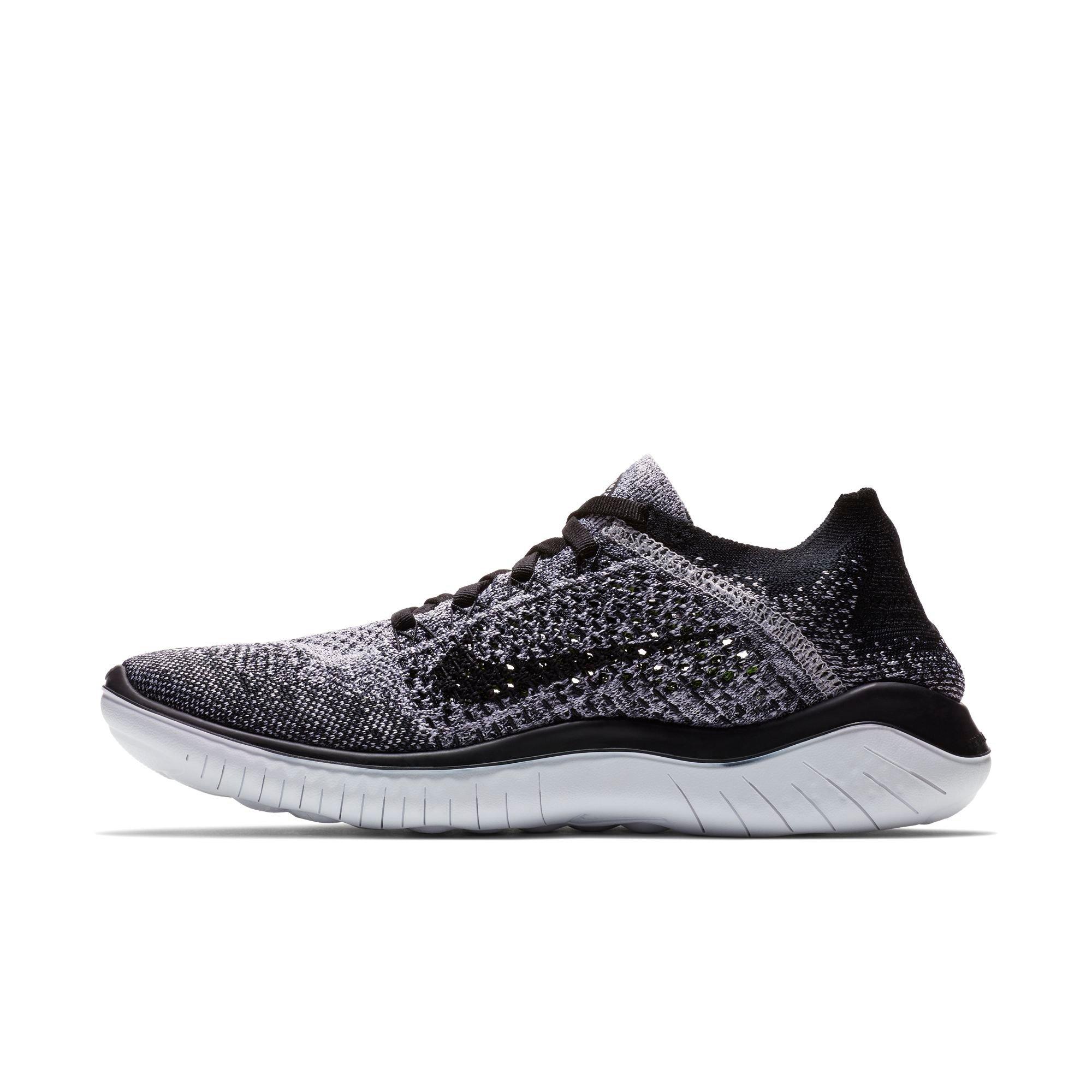 nike free rn flyknit black and white