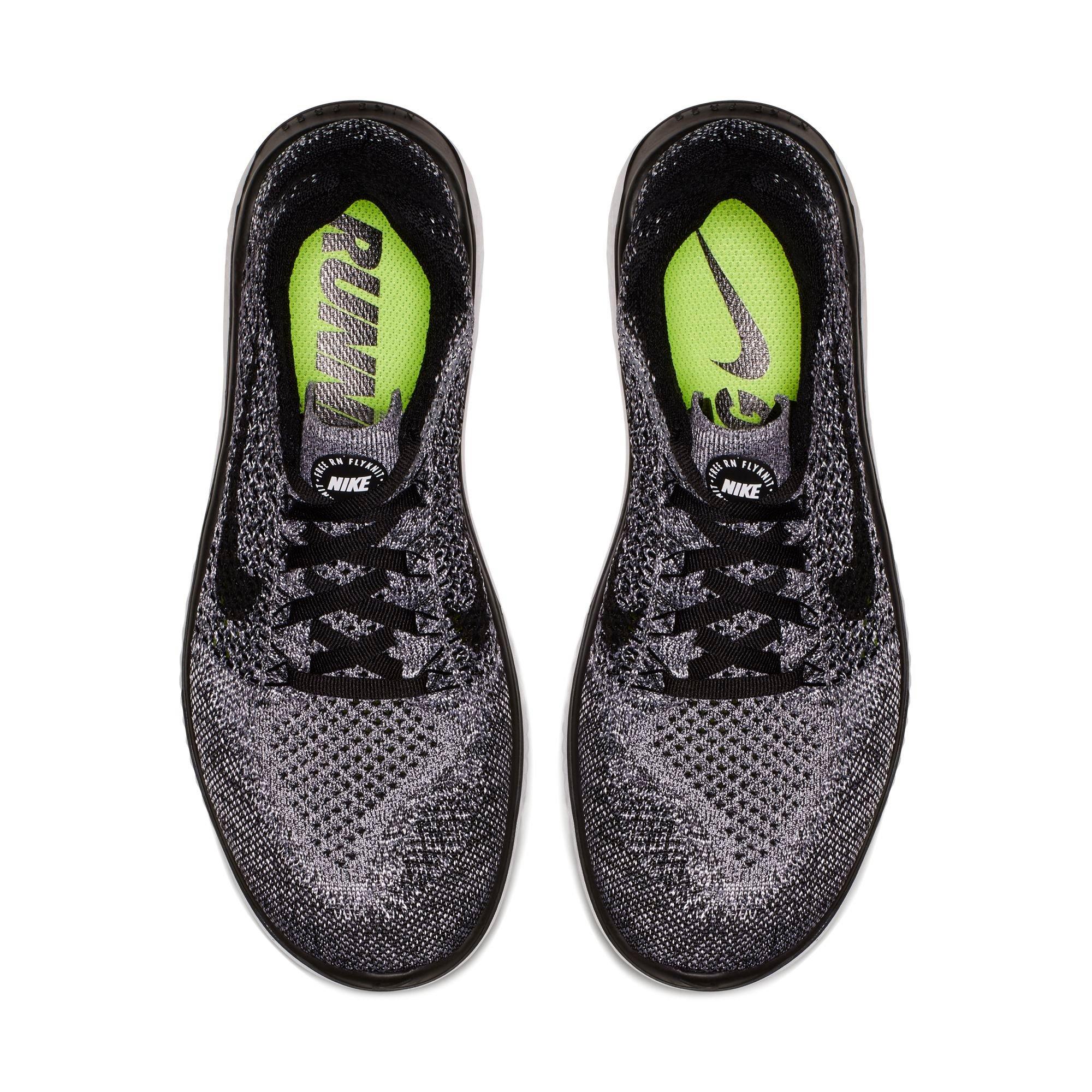 nike free rn flyknit women's black and white