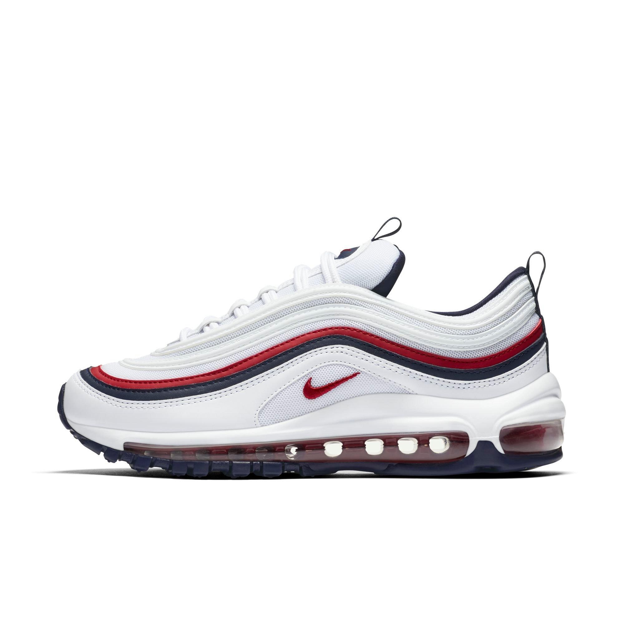 white and red nike 97