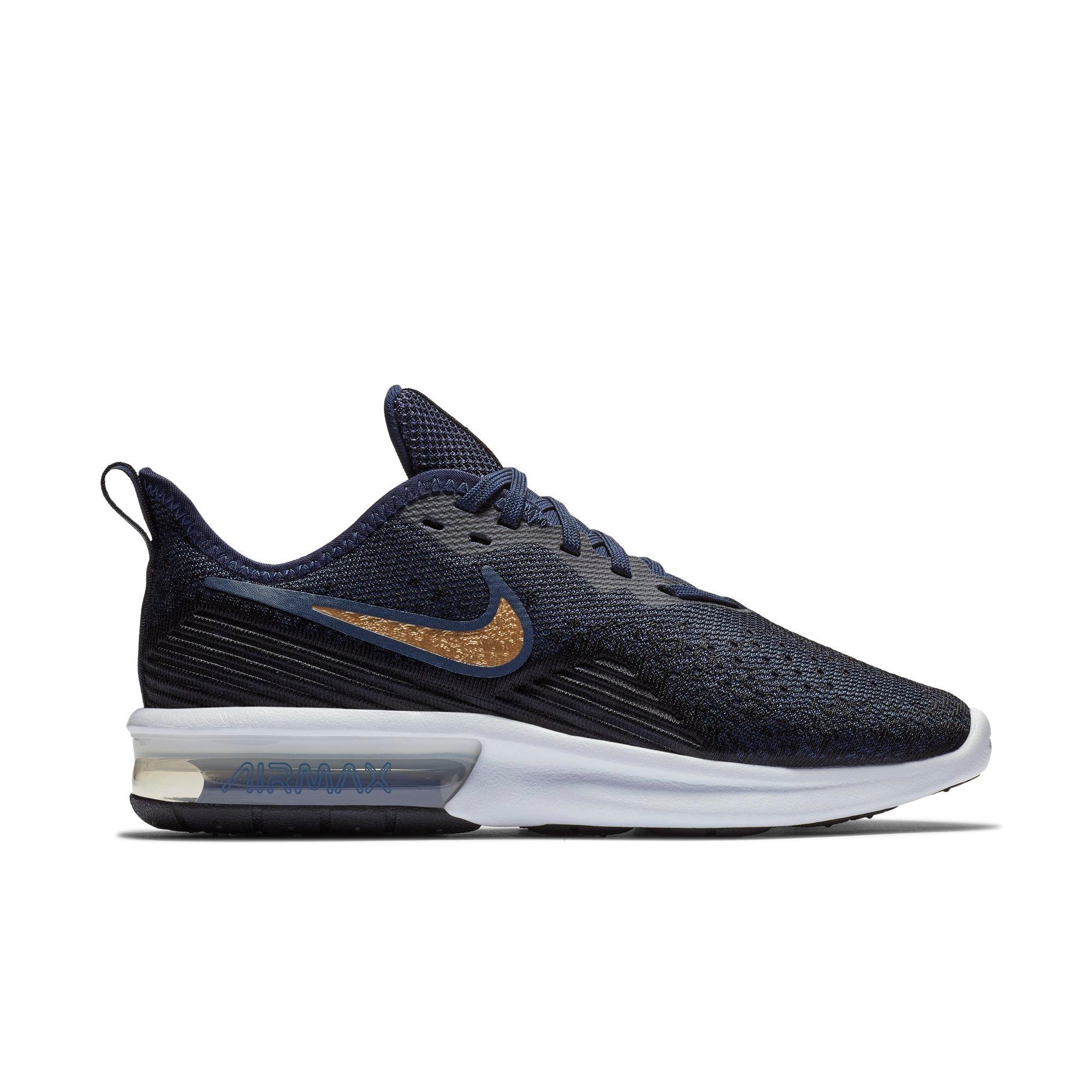 nike running air max sequent 4 trainers in white and gold
