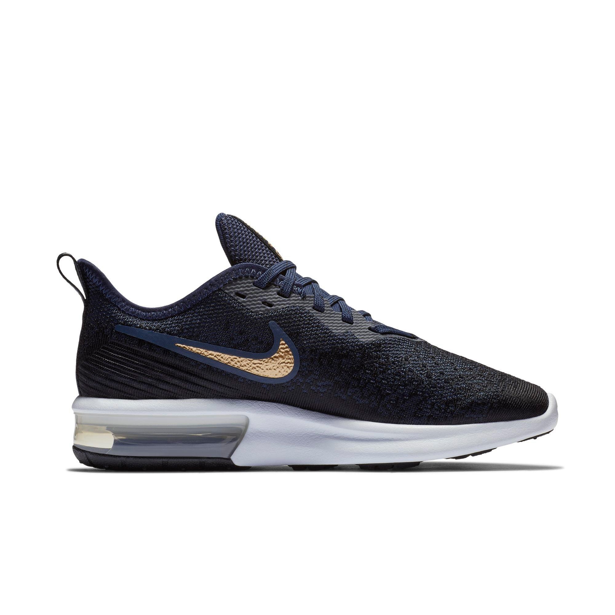 nike running air max sequent 4 trainers in white and gold