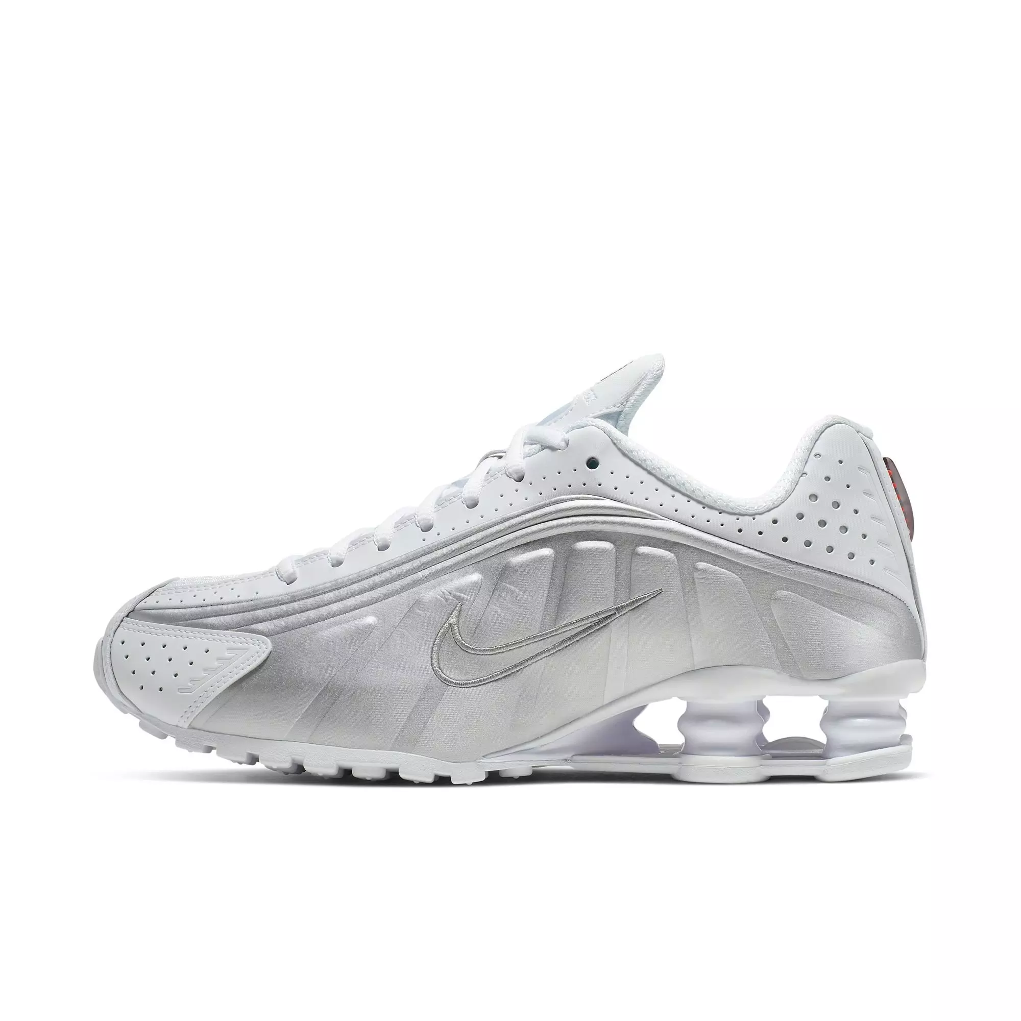 Nike Shox R4 "White/Metallic Silver/Max Orange" Women's Shoe - WHITE
