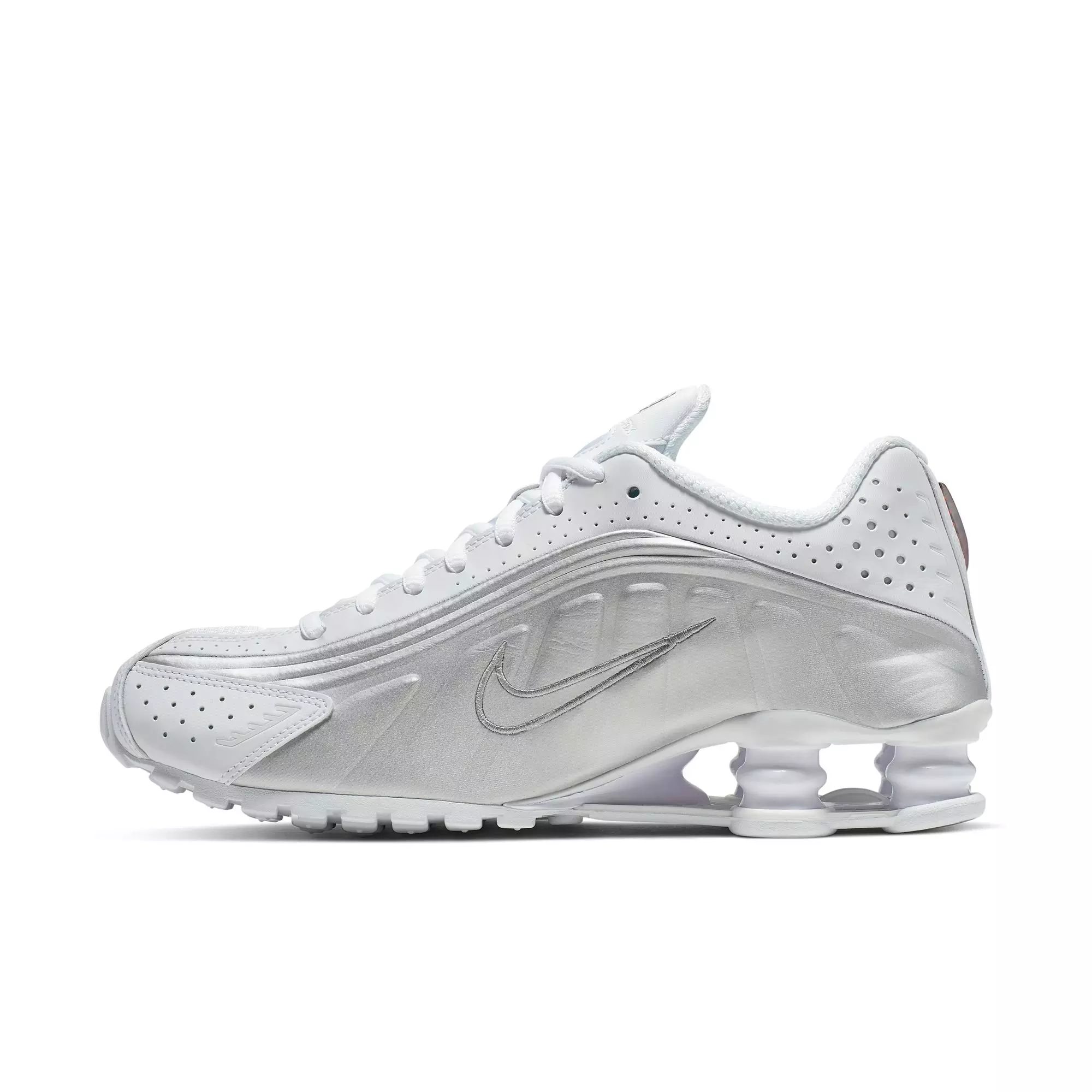 Nike Shox R4 "White/Metallic Silver/Max Orange" Women's Shoe - WHITE