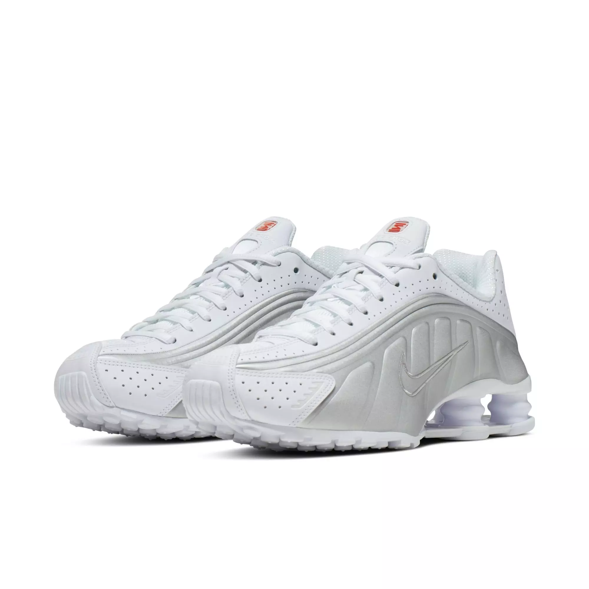 Nike Shox R4 "White/Metallic Silver/Max Orange" Women's Shoe - WHITE