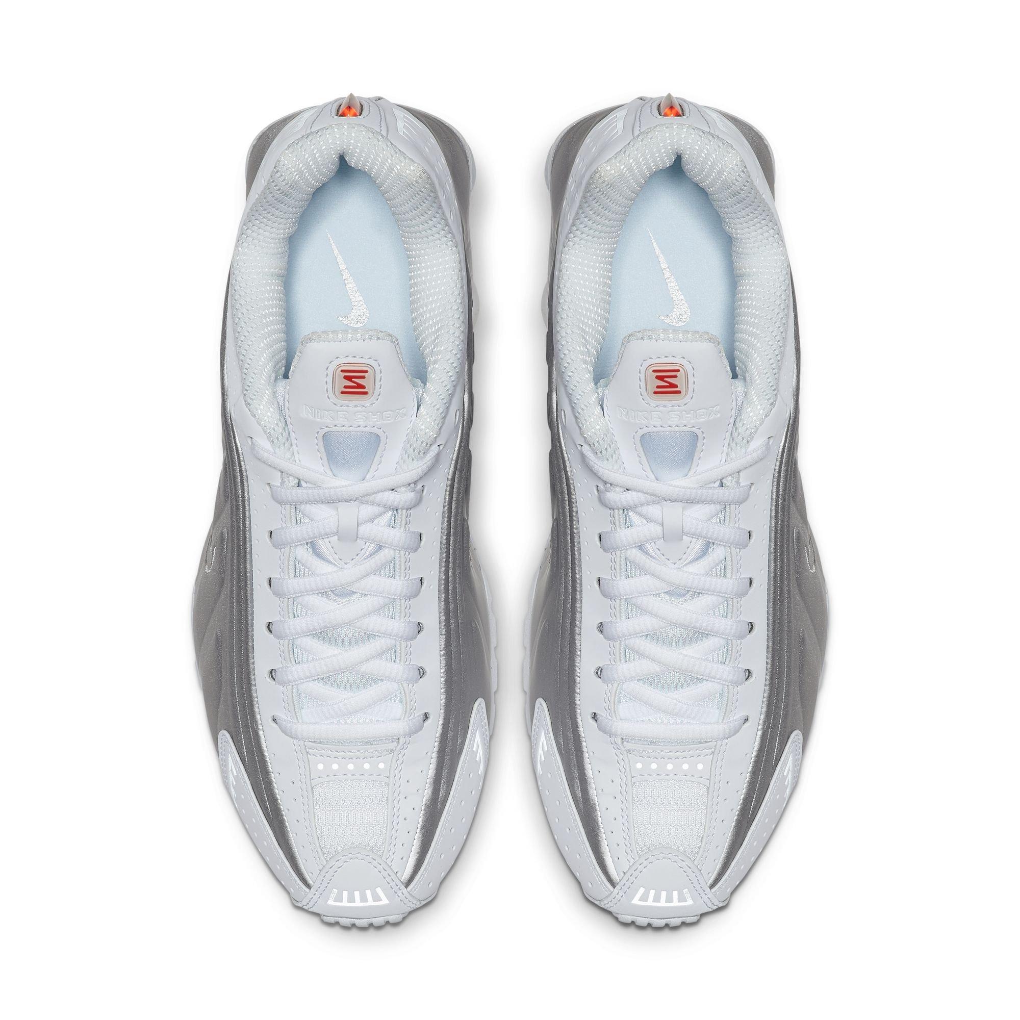 Nike Shox R4 "White/Metallic Silver/Max Orange" Women's Shoe - WHITE Thumbnail View 6