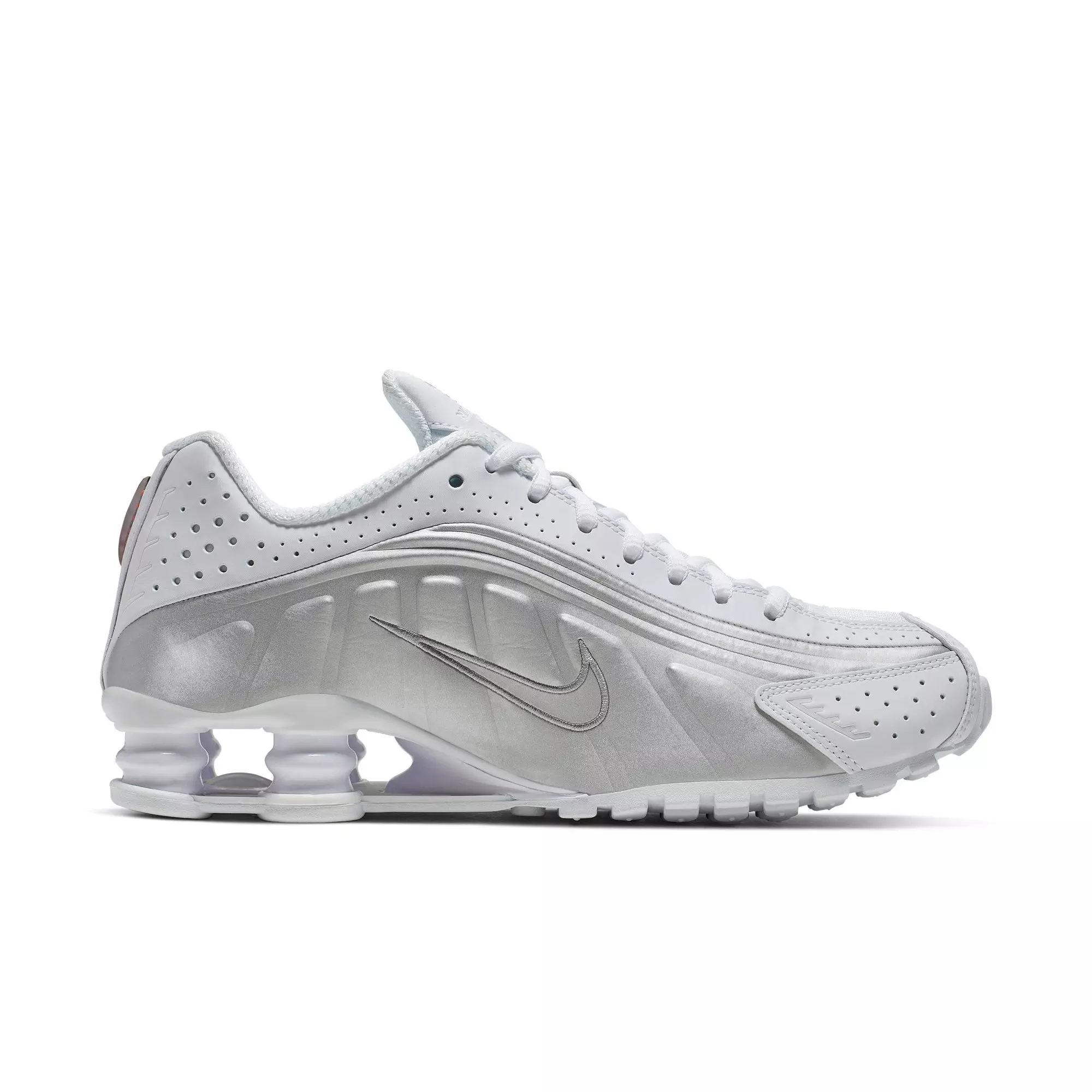 Nike Shox R4 "White/Metallic Silver/Max Orange" Women's Shoe - WHITE