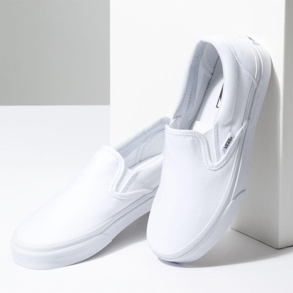 Vans slip shop on all white