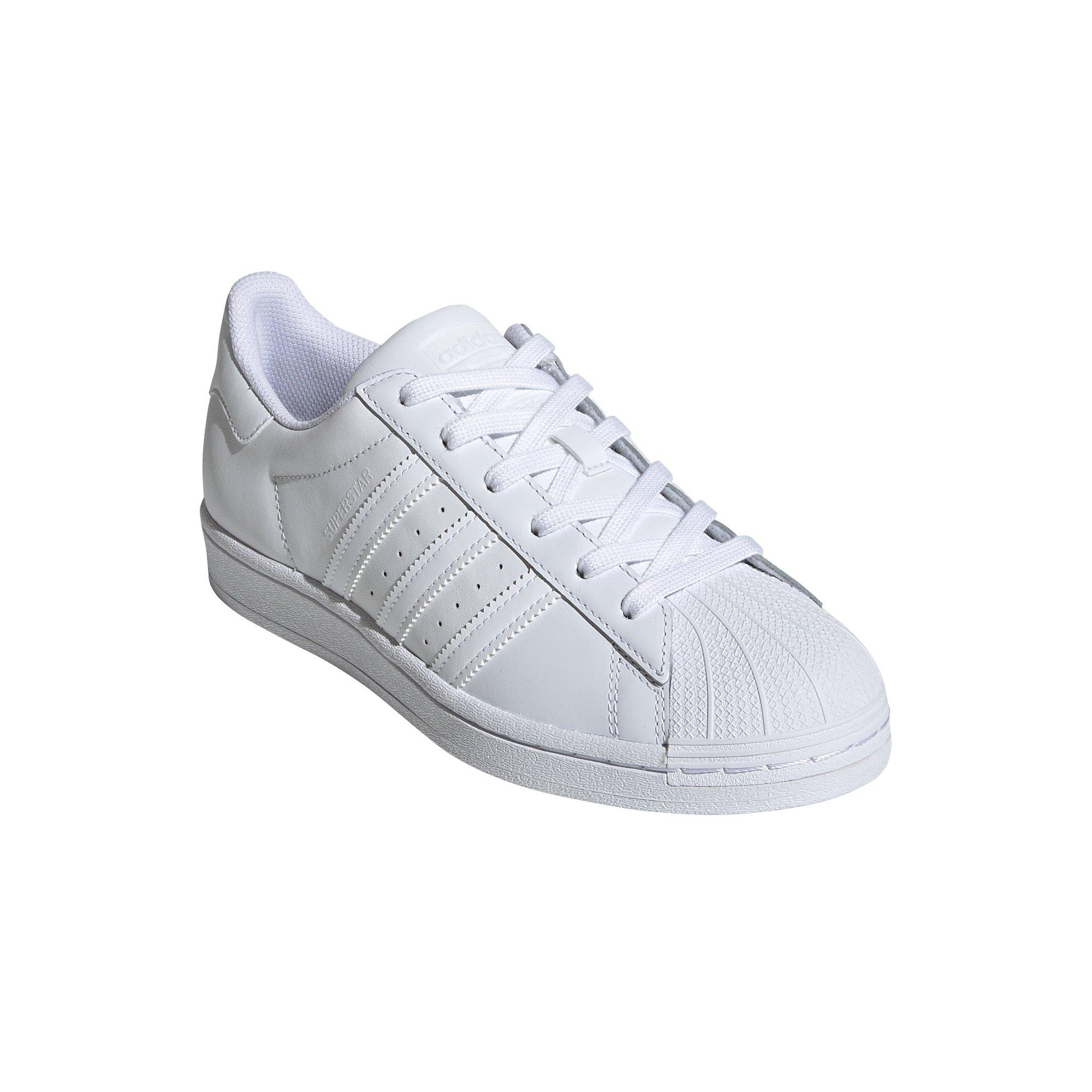 All White Three Strips Adidas Shell Toe Super Star Shoes Size 6 Women’s.