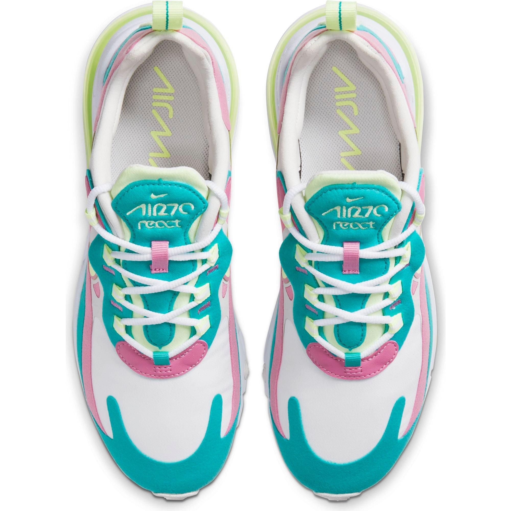 Nike Air Max 270 React White Volt Pink Teal Women S Shoe Hibbett City Gear