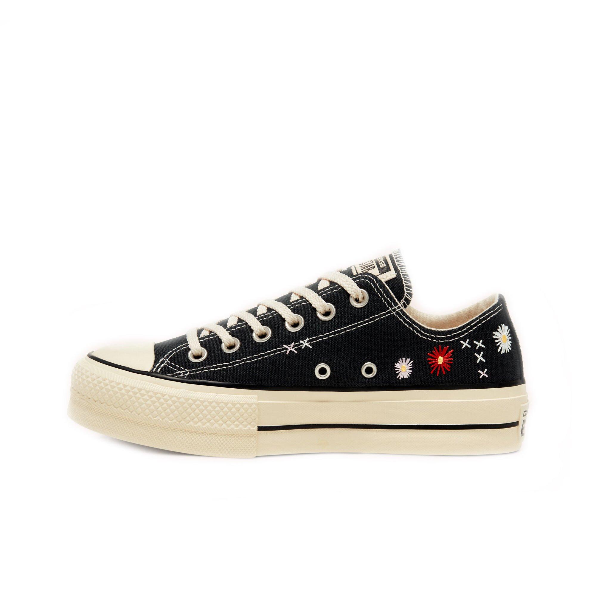 converse chuck taylor embroidered floral platform women's shoe