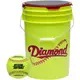 Diamond Official Fastpitch 18 Softballs with Bucket - YELLOW Thumbnail View 2