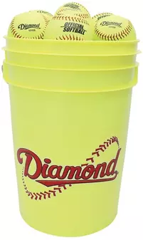 Diamond Official Fastpitch 18 Softballs with Bucket - YELLOW