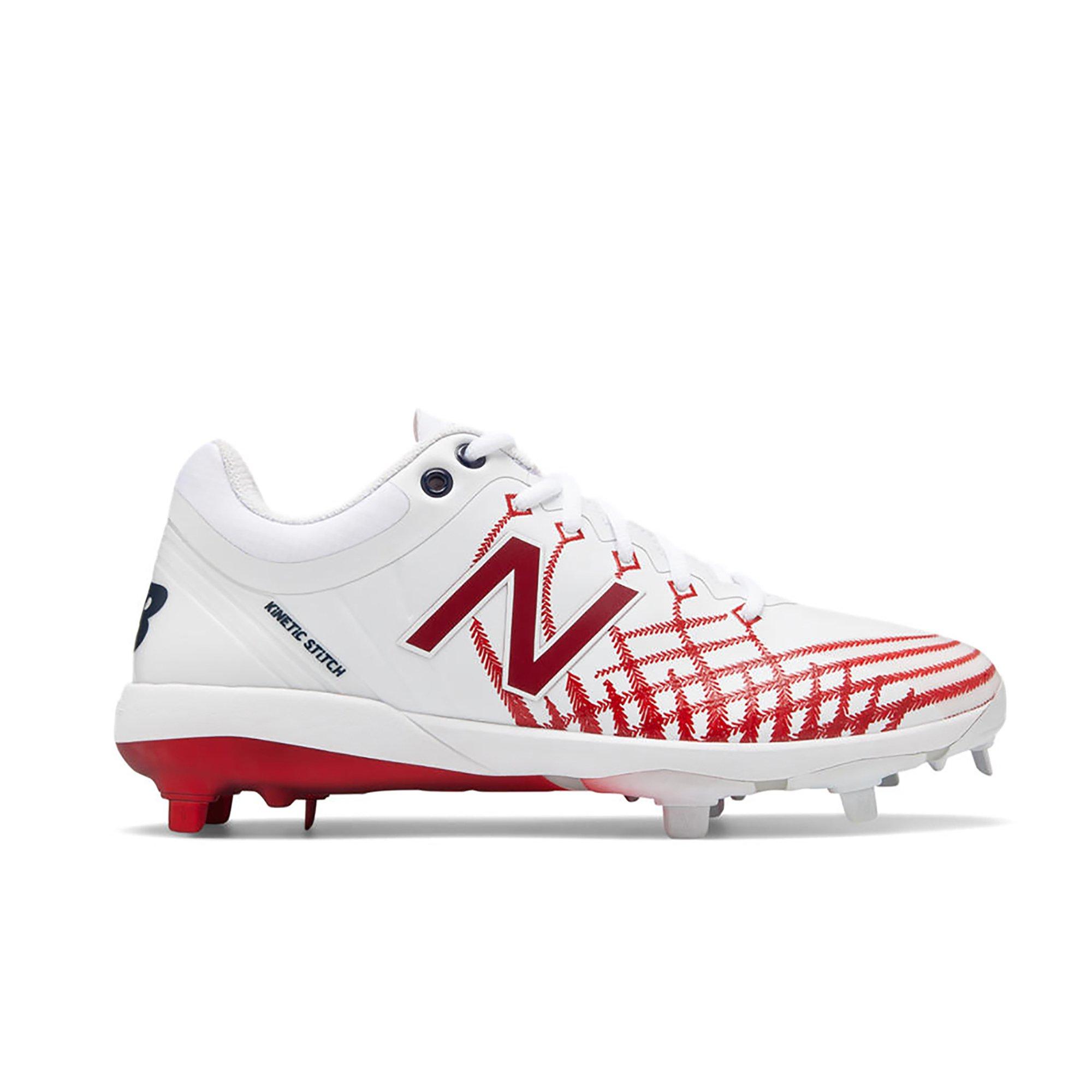 red and white new balance baseball cleats