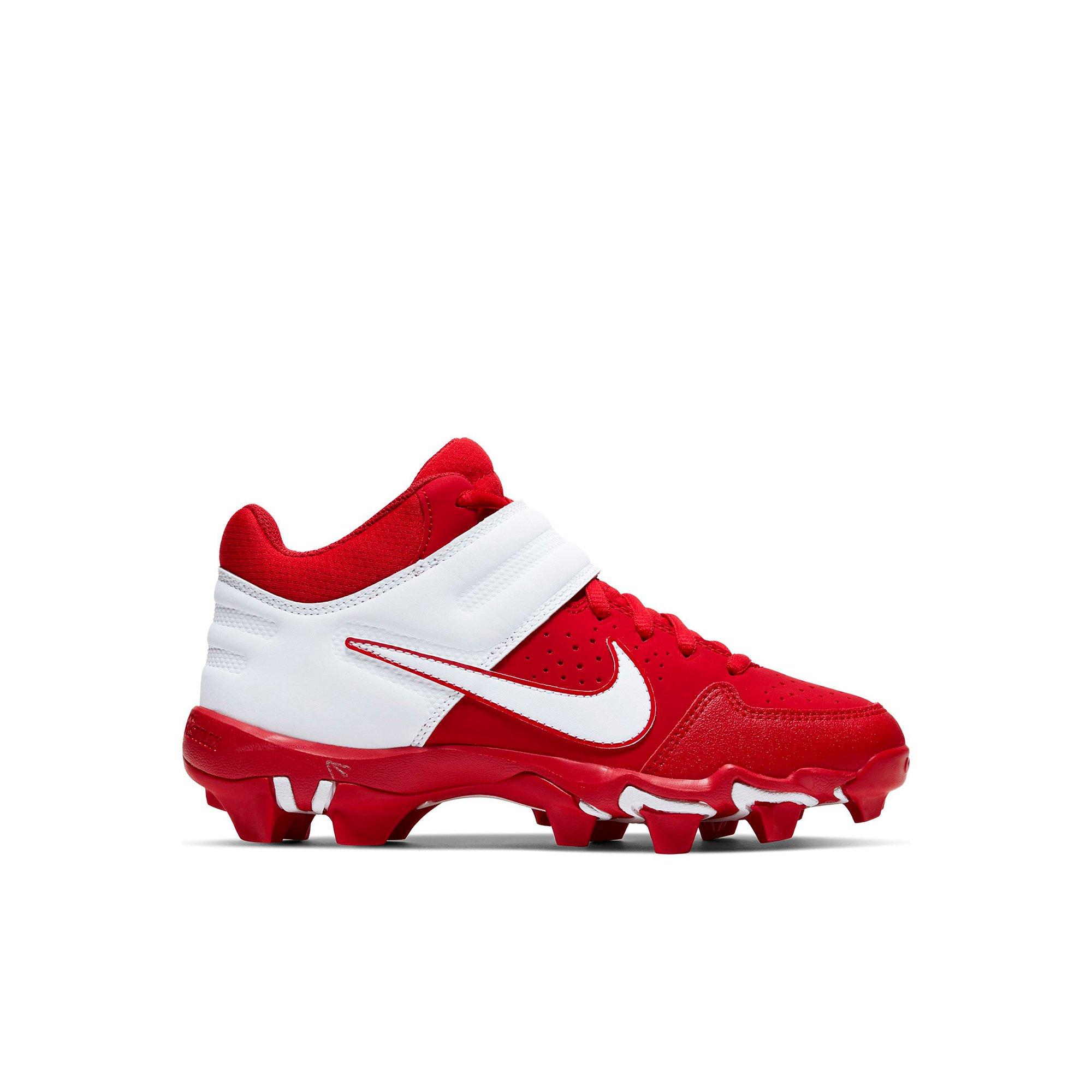 kids red baseball cleats