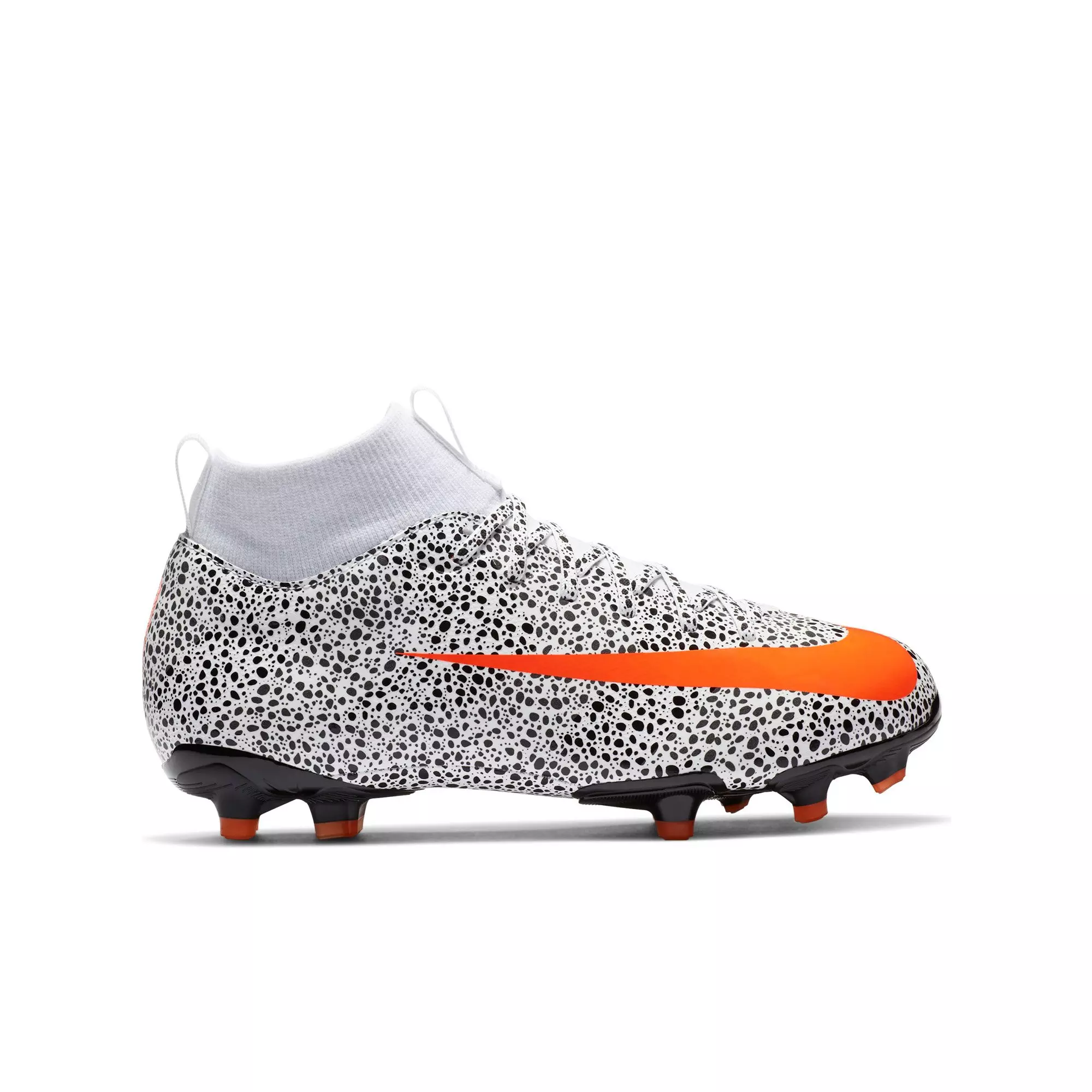 Nike Jr. Mercurial Superfly 7 Academy CR7 MG Grade School Kids' Multi-Ground Soccer Cleat - WHITE/BLACK/ORANGE