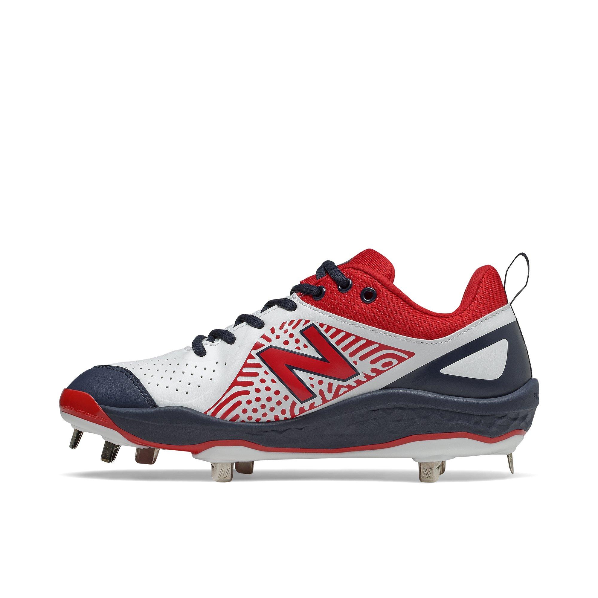 red white and blue new balance cleats