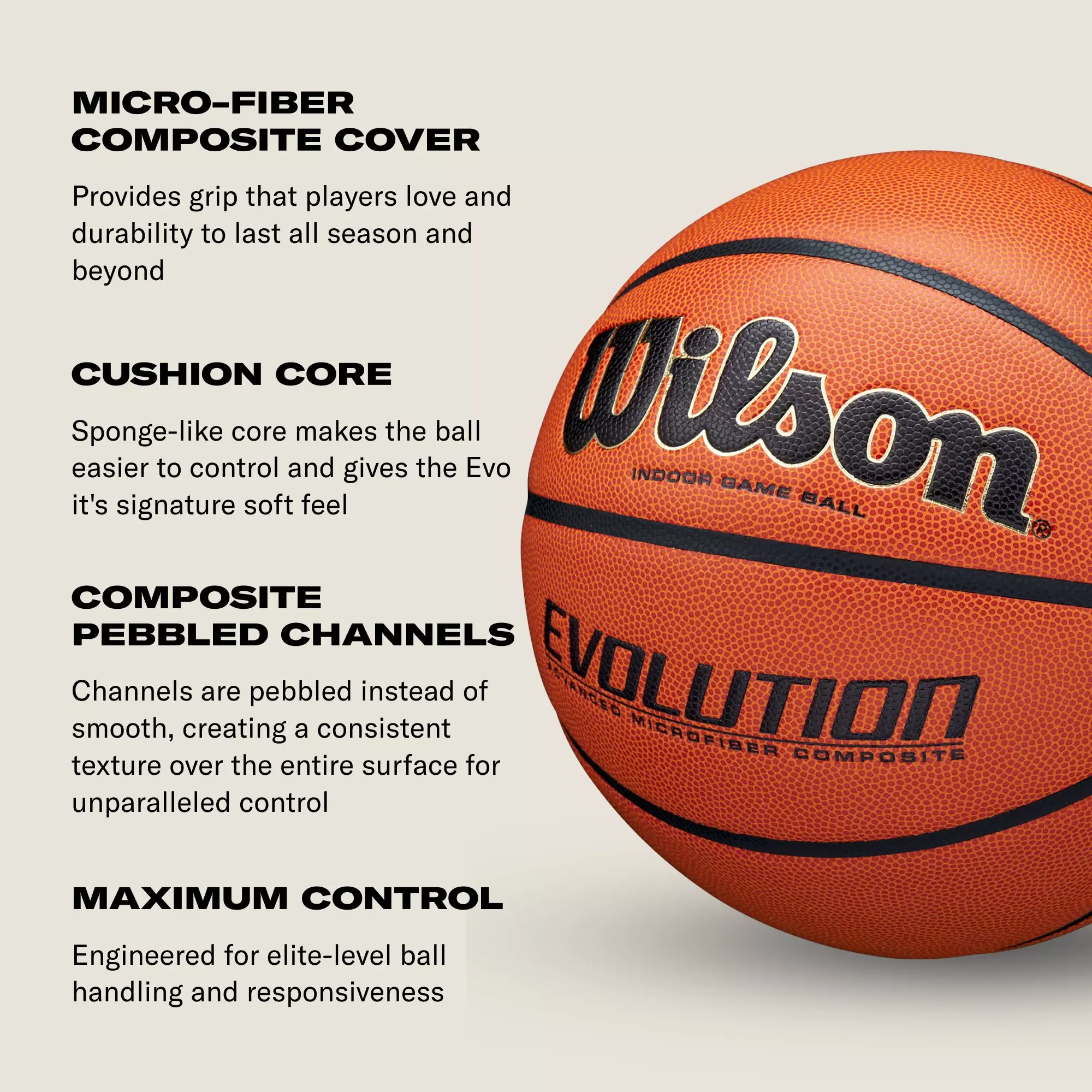 Wilson Evolution Official Gameball Basketball - BROWN