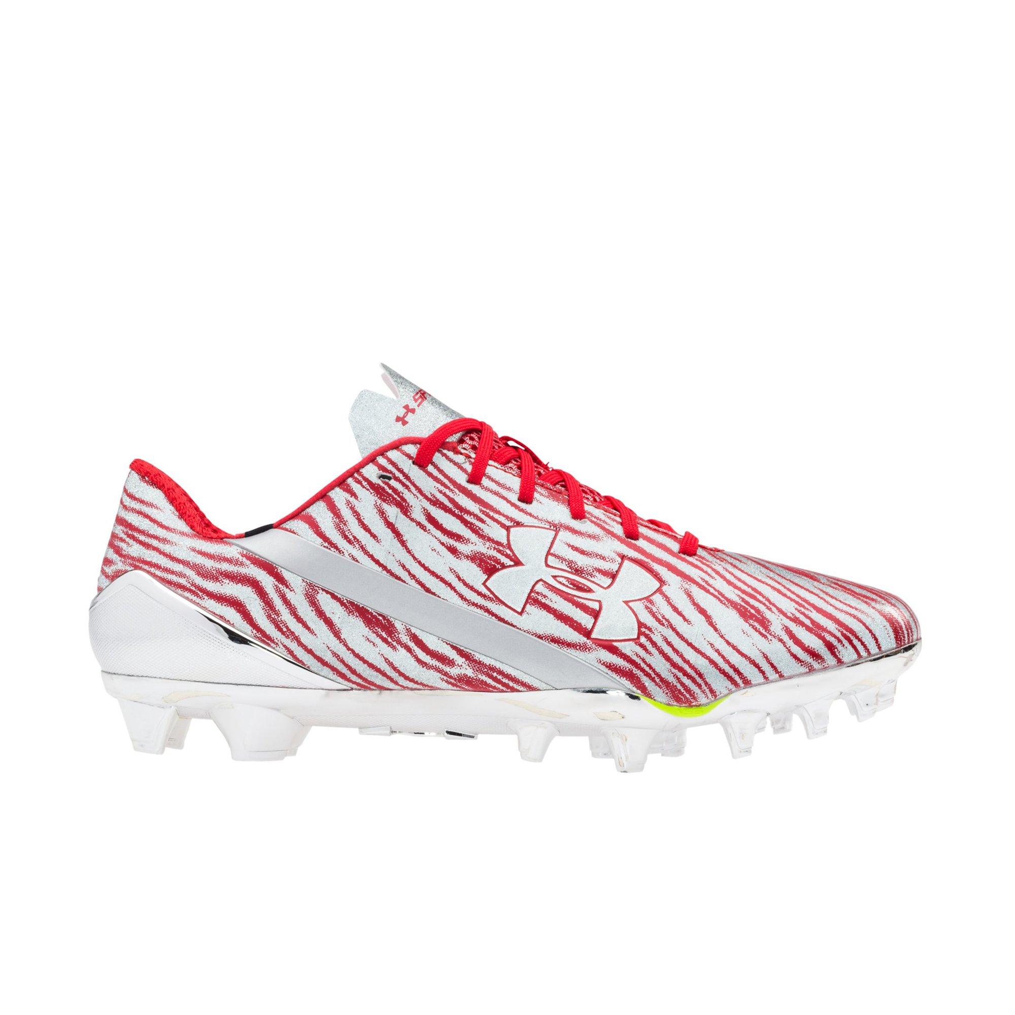 red and white under armour football cleats