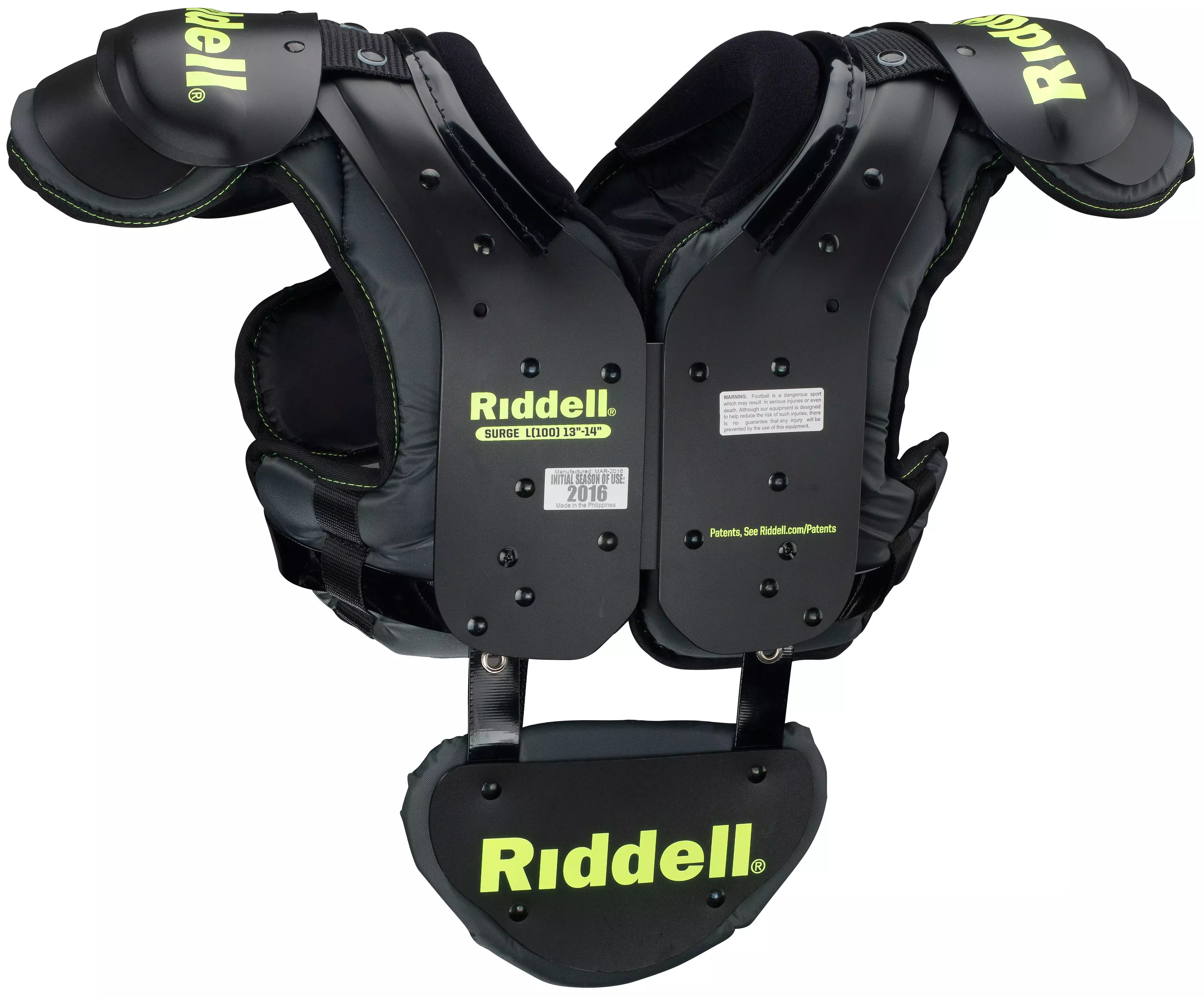 Riddell Surge Youth Shoulder Pad w/Backplate - BLACK/YELLOW