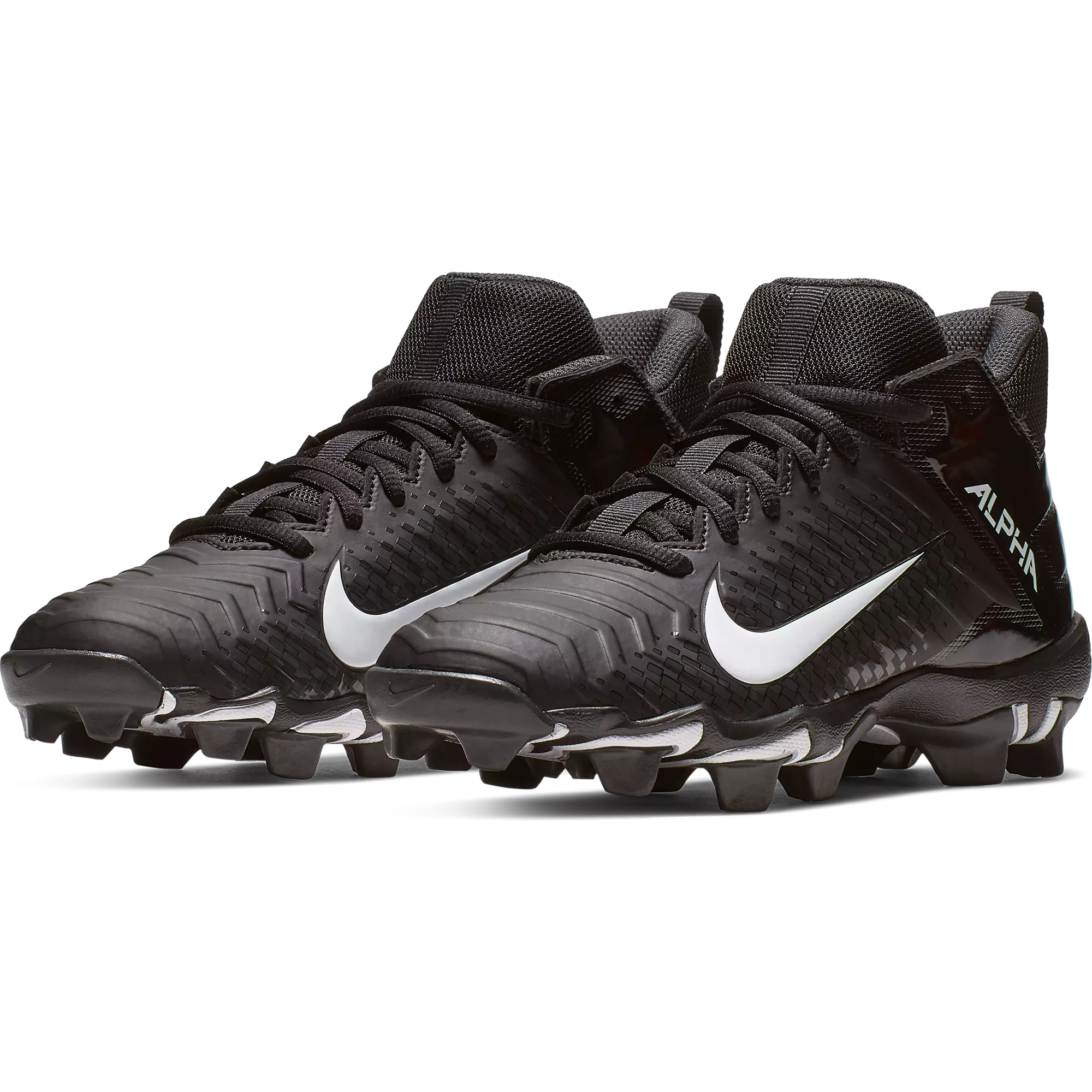 Nike Alpha Menace Shark 2 "Black/White" Grade School Boys' Football Cleat - BLACK/WHITE