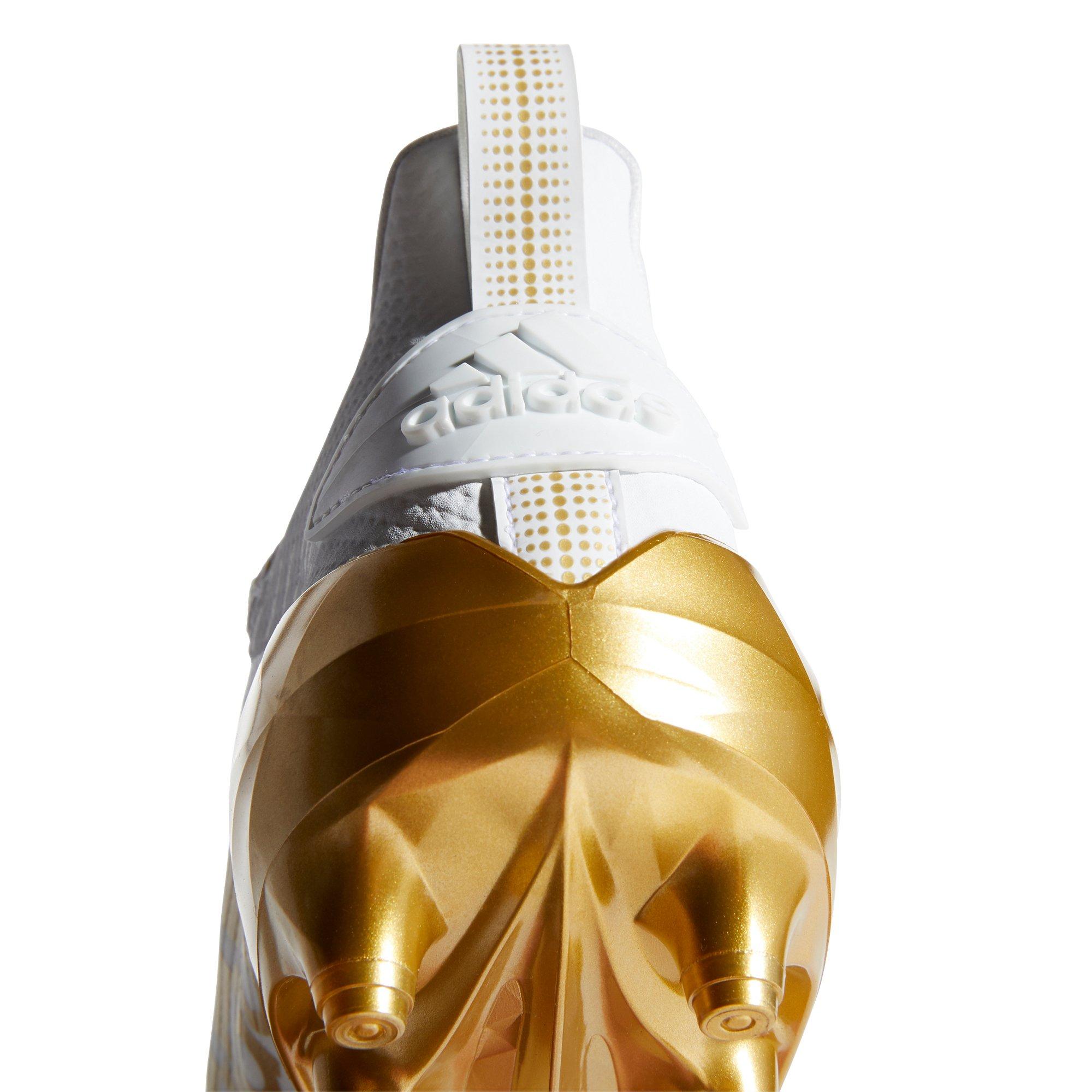 white and gold adizero football cleats