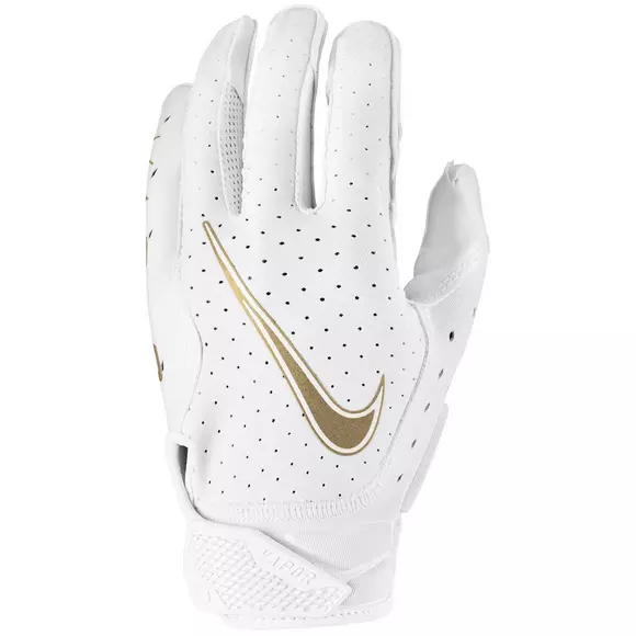 Nike Vapor Jet 6 Adult Football Receiver Gloves - White/Gold View 1